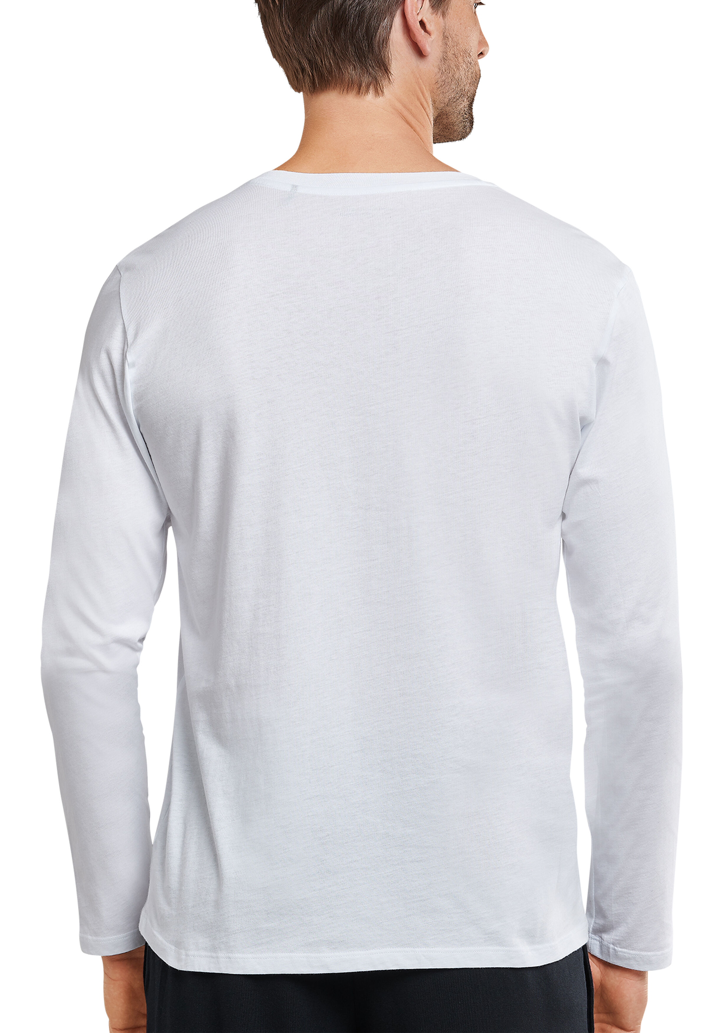 SCHIESSER Mix+Relax T-shirt, lange mouw O-hals met knoopjes, wit