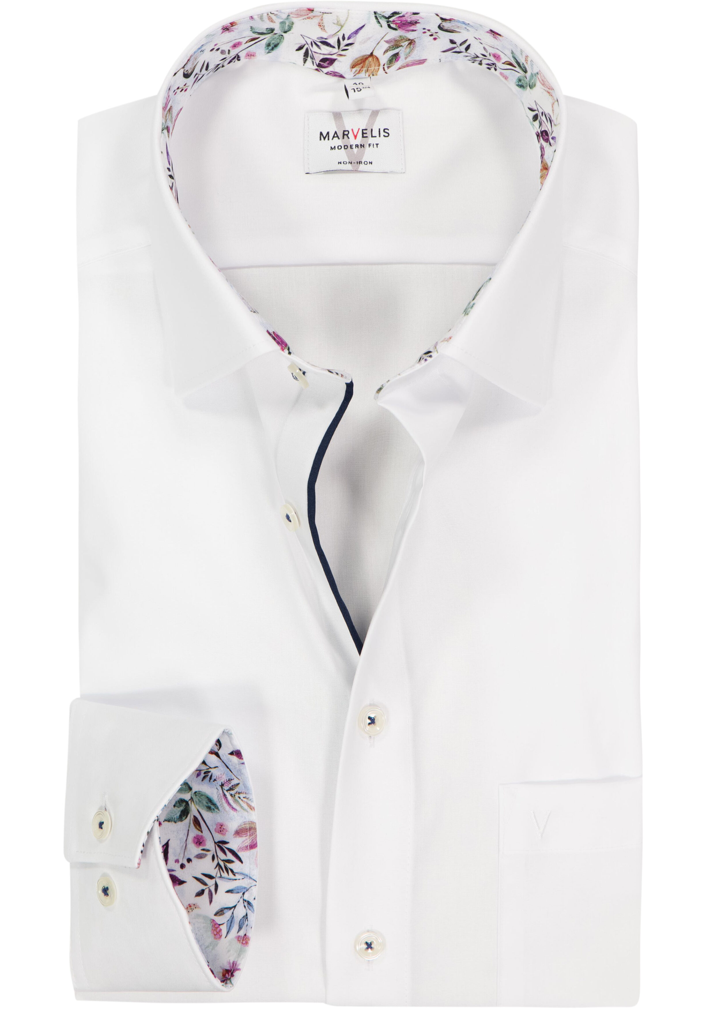 MARVELIS modern fit overhemd, popeline, wit