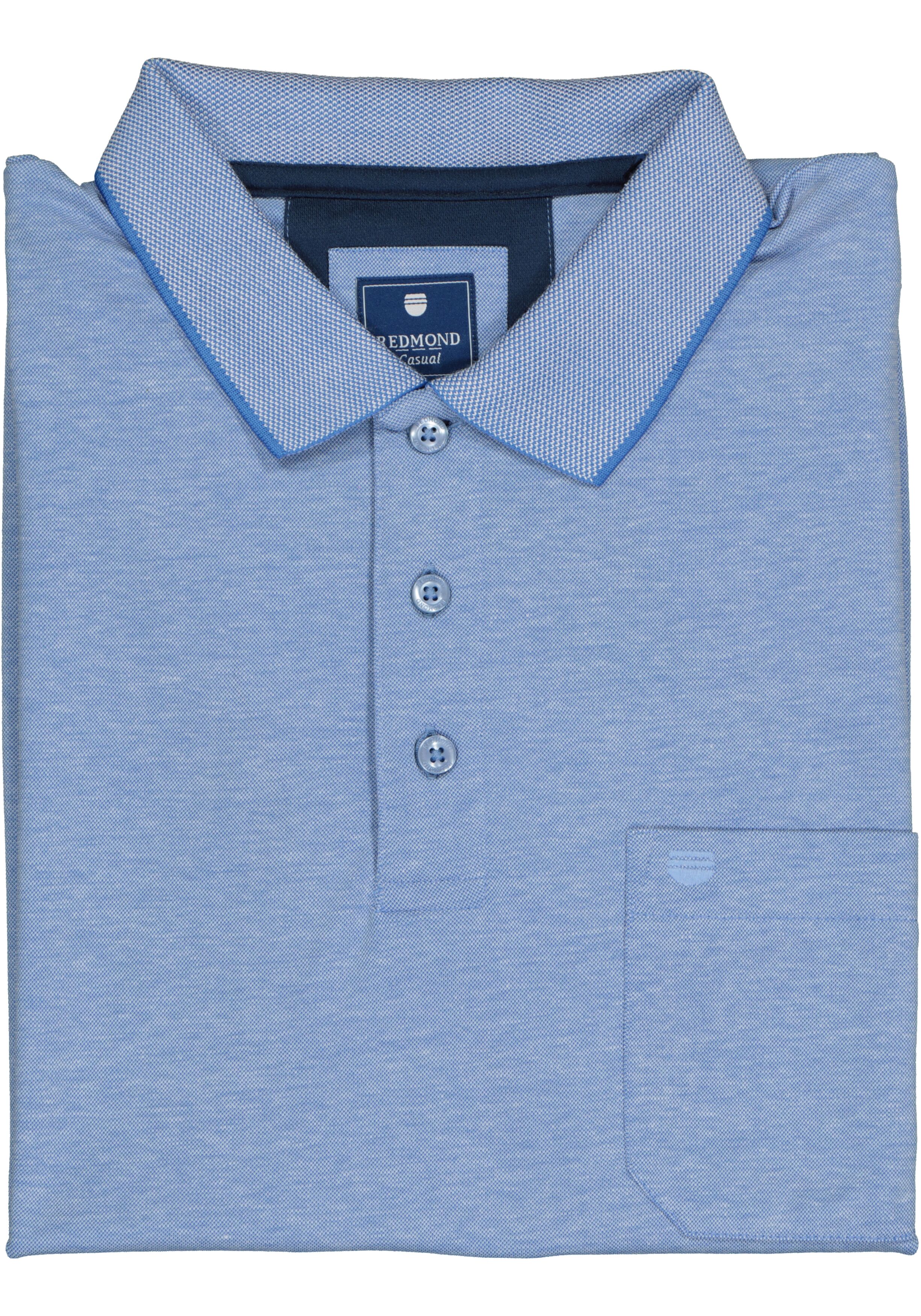 Redmond regular fit poloshirt, midden blauw melange