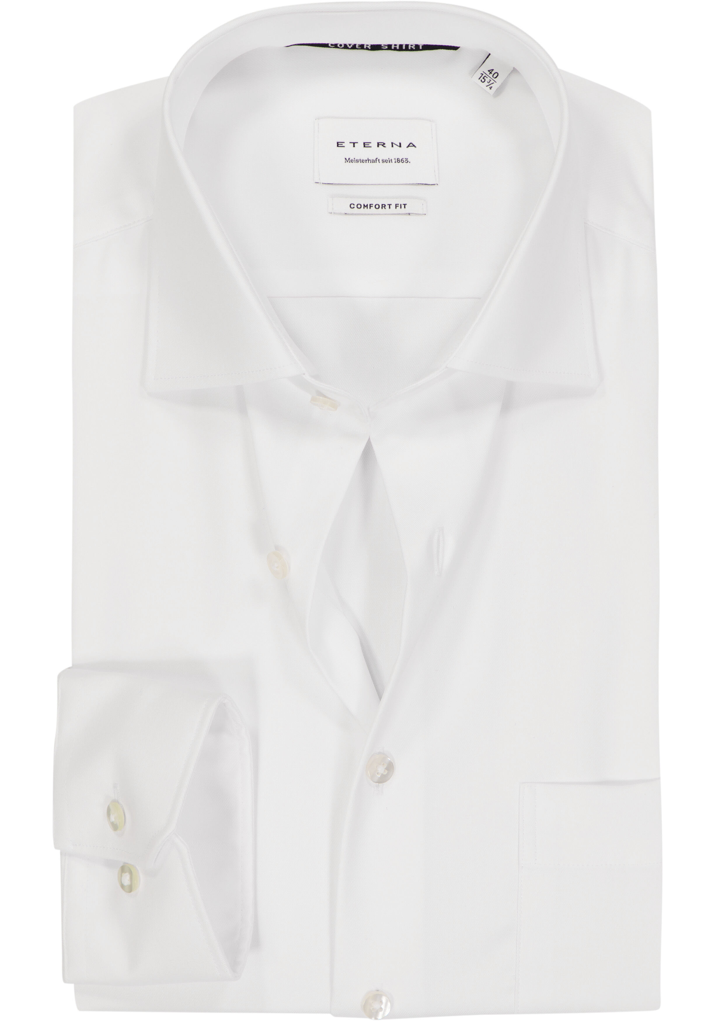 ETERNA comfort fit overhemd, niet doorschijnend twill heren overhemd, wit