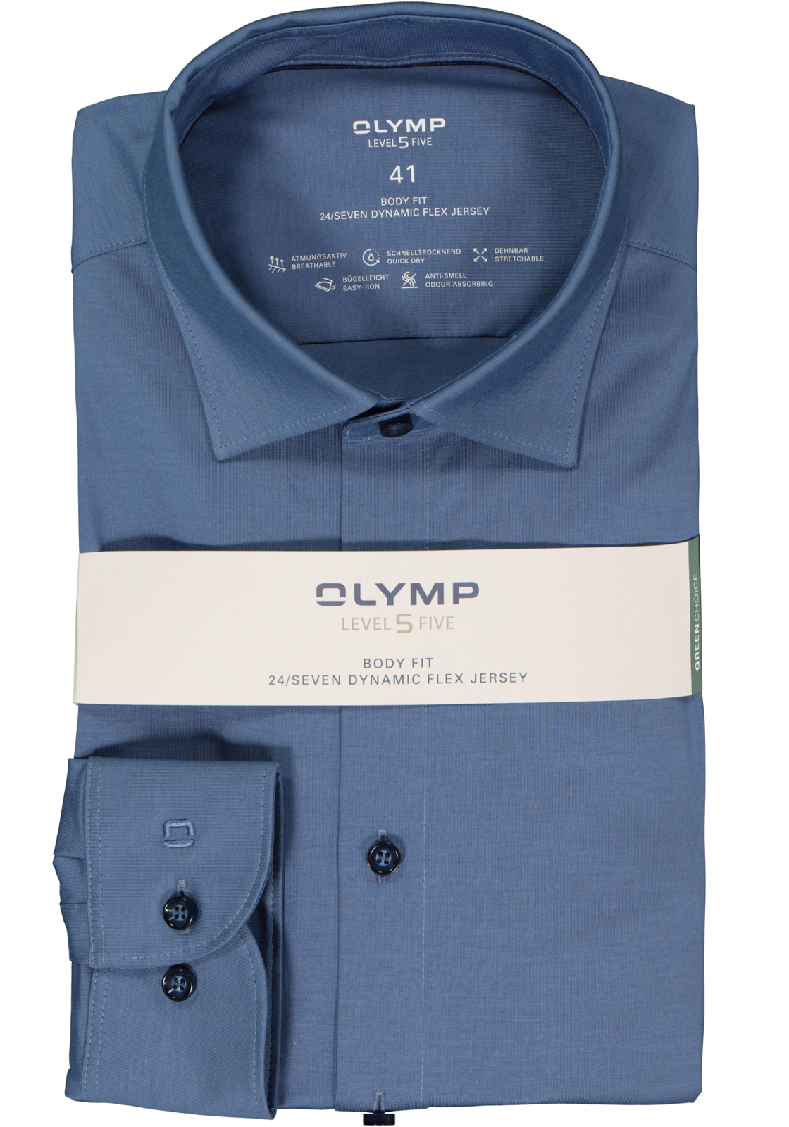 OLYMP 24/7 Level 5 body fit overhemd, tricot, blauw OLYMP 24/7 Level 5 body fit overhemd, tricot, blauw