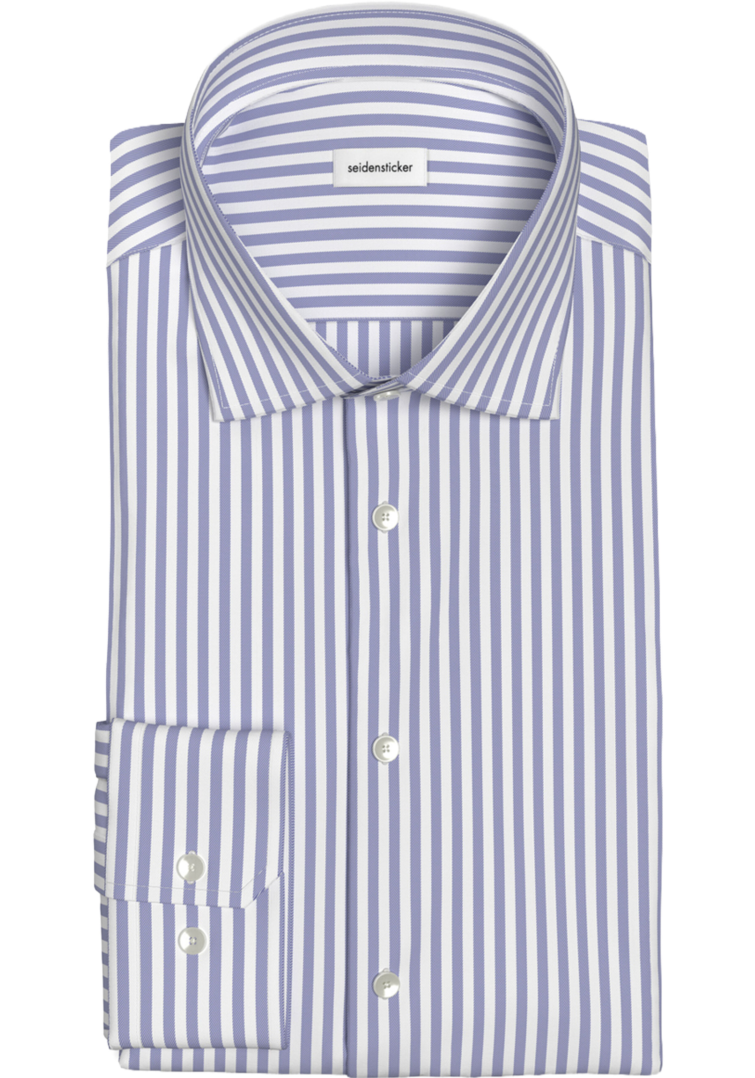 Seidensticker regular fit overhemd, popeline, blauw gestreept