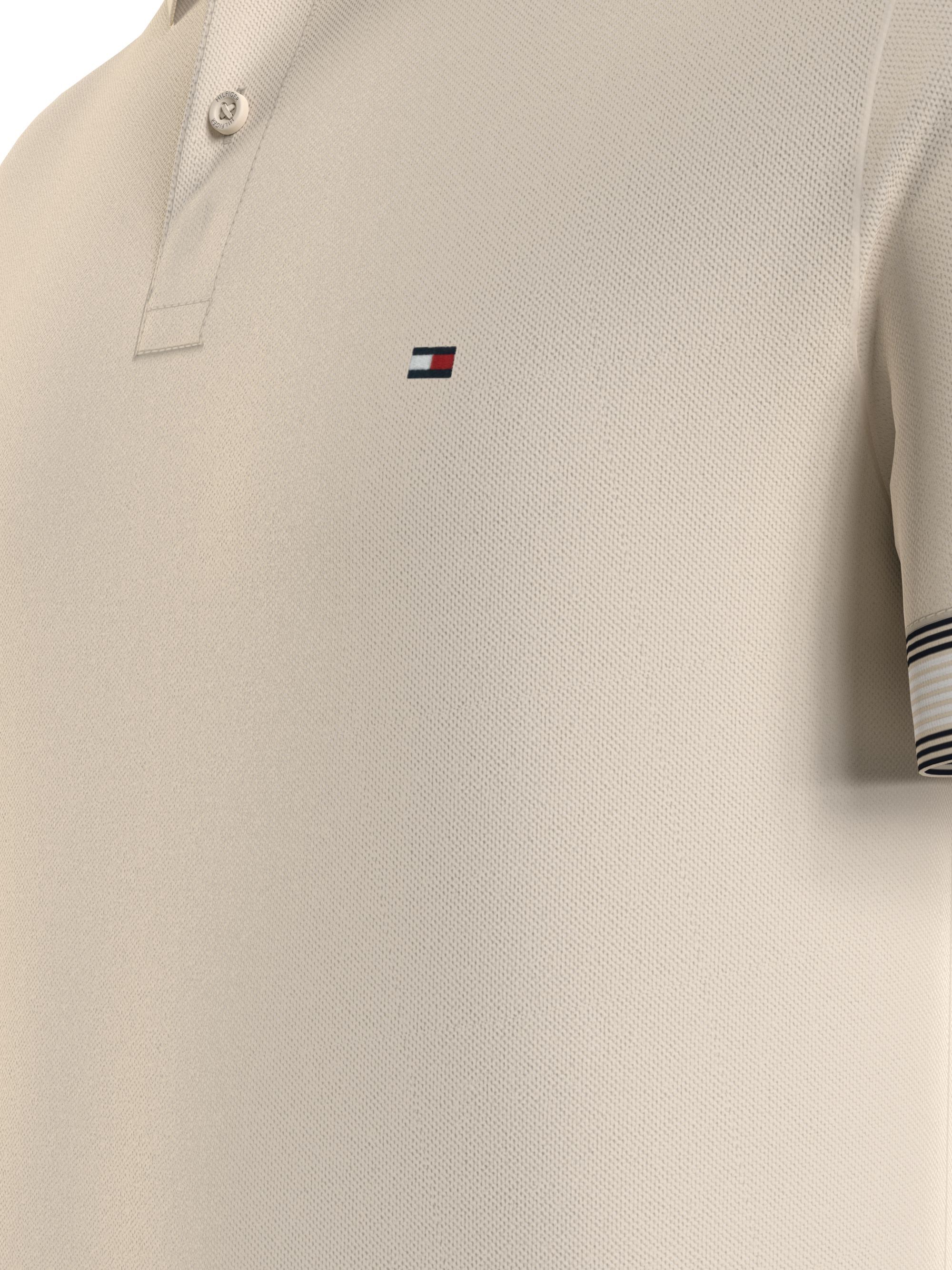 Tommy Hilfiger Flag Cuff Slim Polo, heren poloshirt, beige