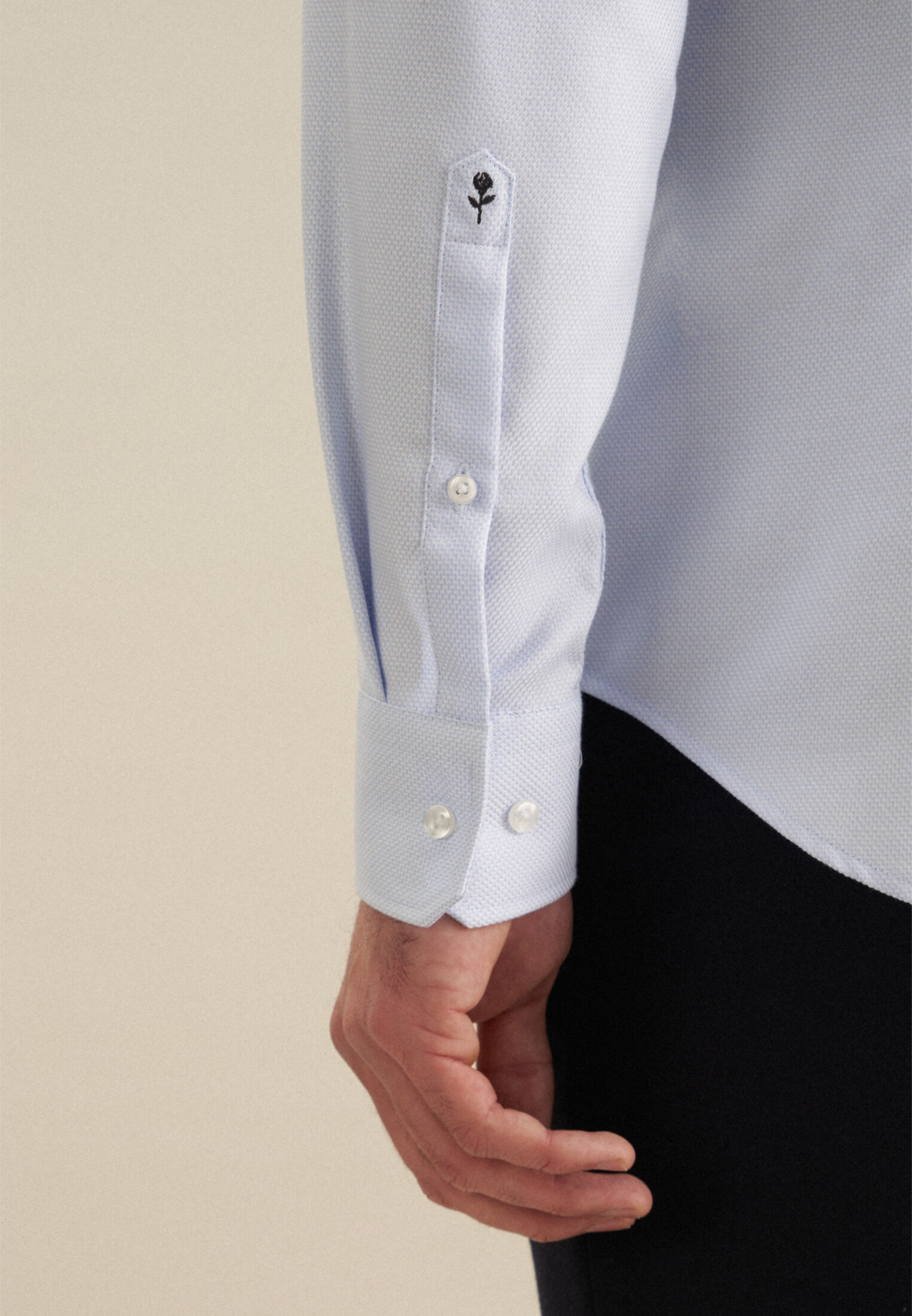 Seidensticker slim fit overhemd, structuur, blauw