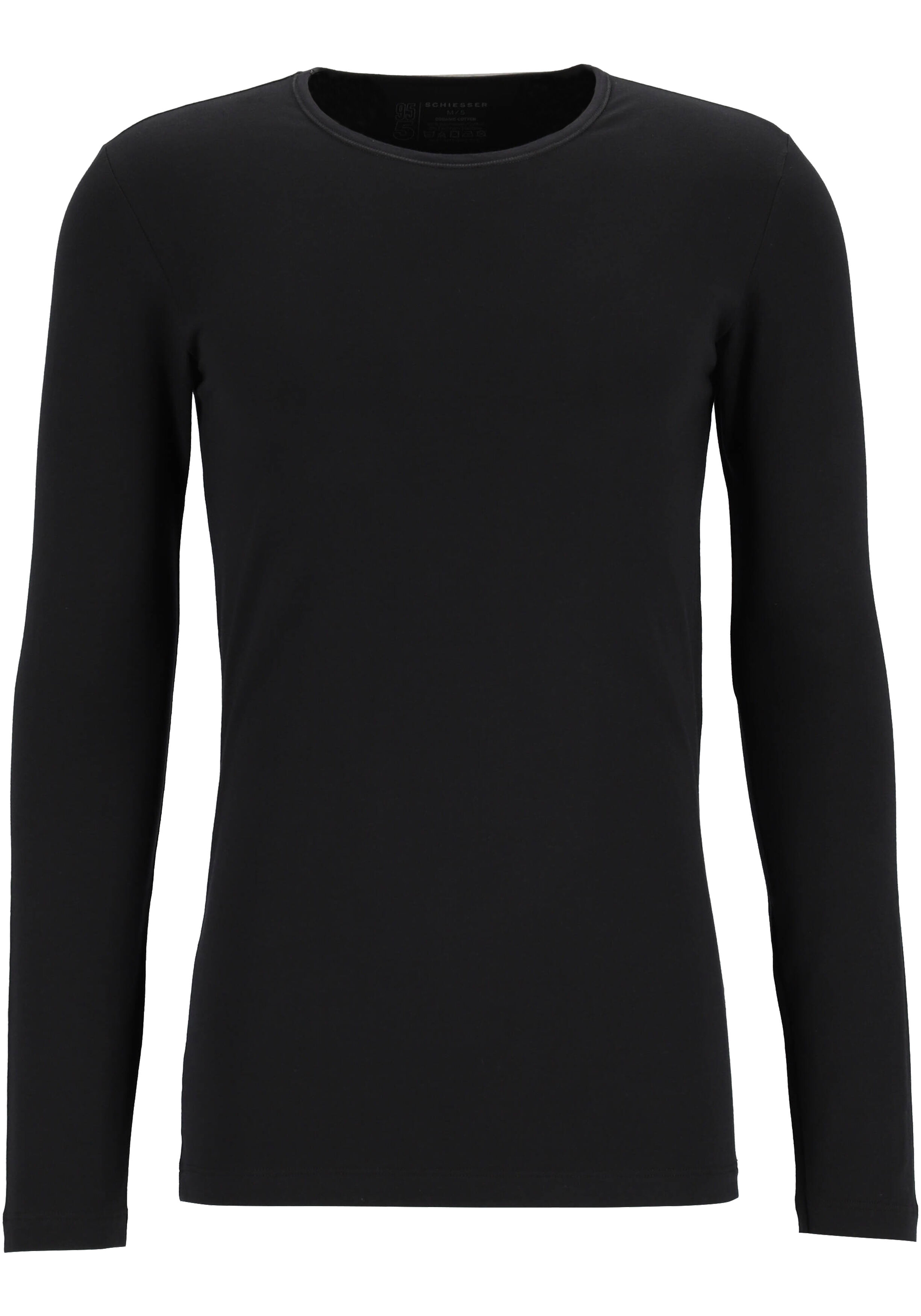 SCHIESSER 95/5 Originals T-shirt (1-pack), O-hals lange mouw, zwart