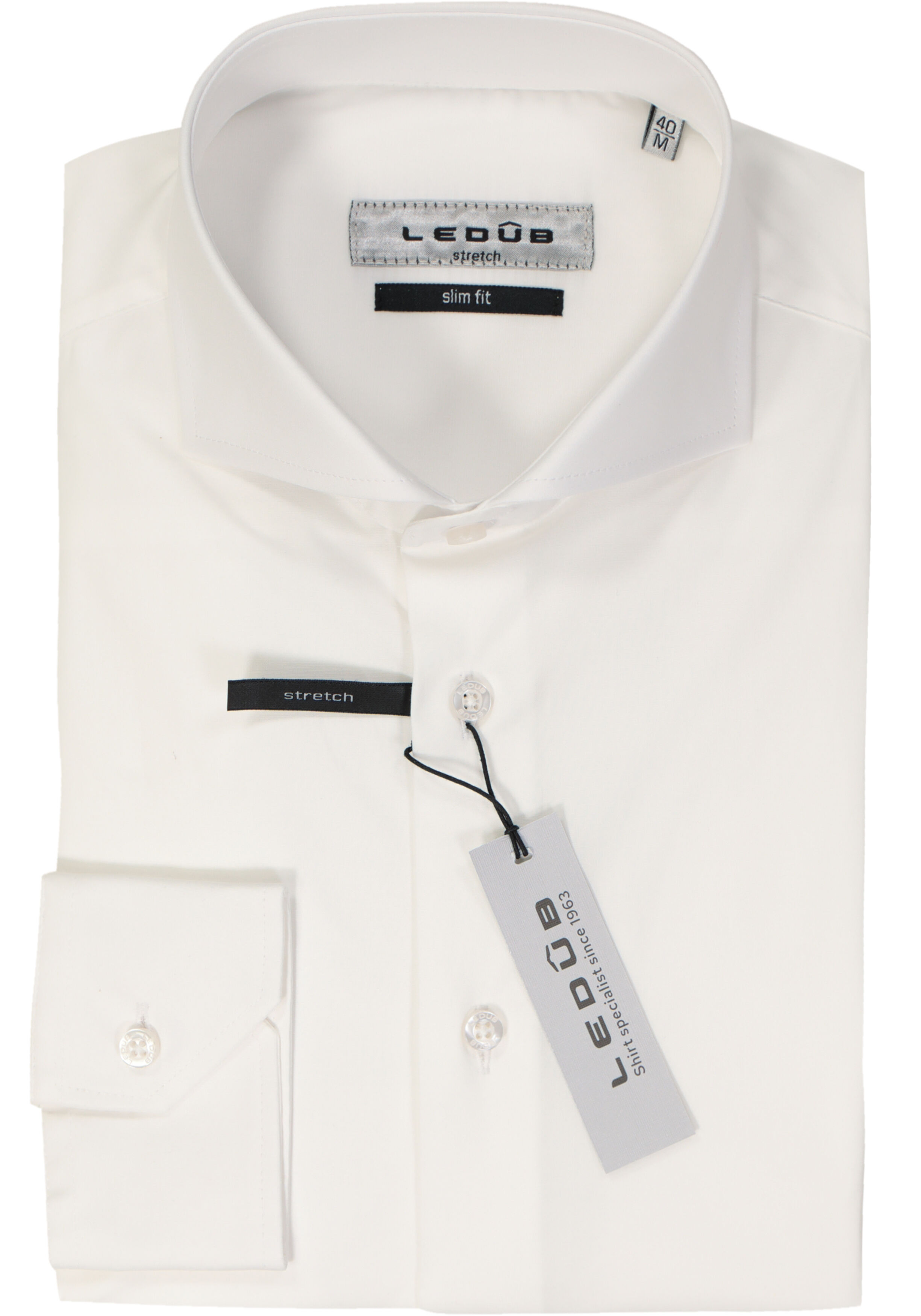 Ledub slim fit overhemd, wit
