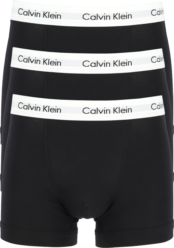 Calvin Klein Icon Cotton Stretch Trunks (3-pack), heren boxers normale lengte, zwart met witte tailleband Calvin Klein Icon Cotton Stretch Trunks (3-pack), heren boxers normale lengte, zwart met witte tailleband