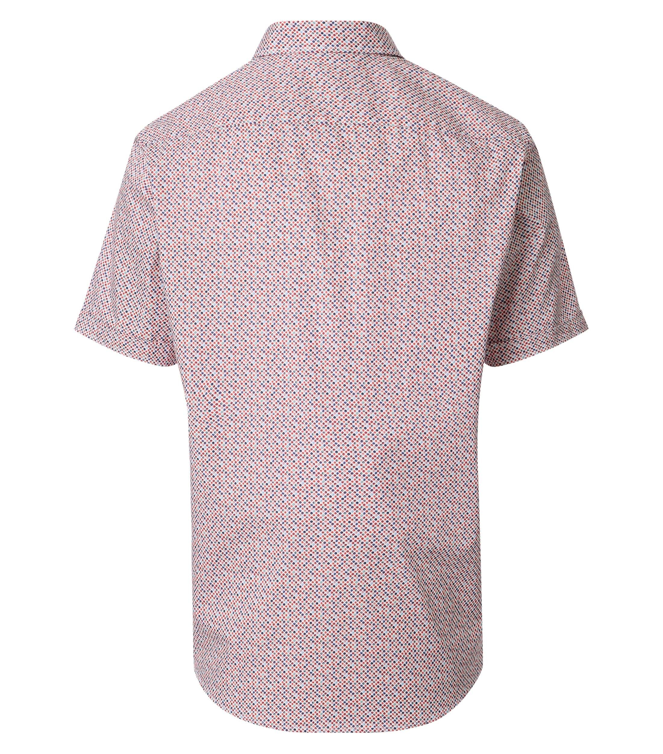CASA MODA Sport casual fit overhemd, korte mouw, popeline, wit, rood, blauw dessin