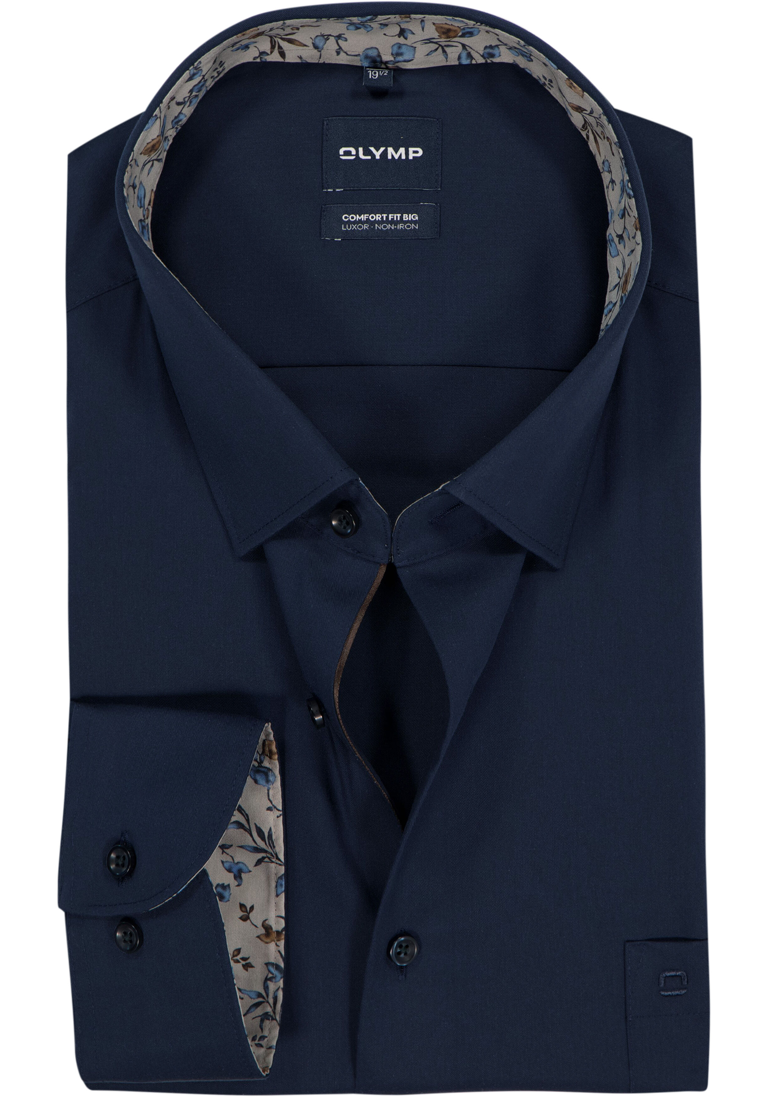 OLYMP Luxor comfort fit Big overhemd, twill, marine blauw