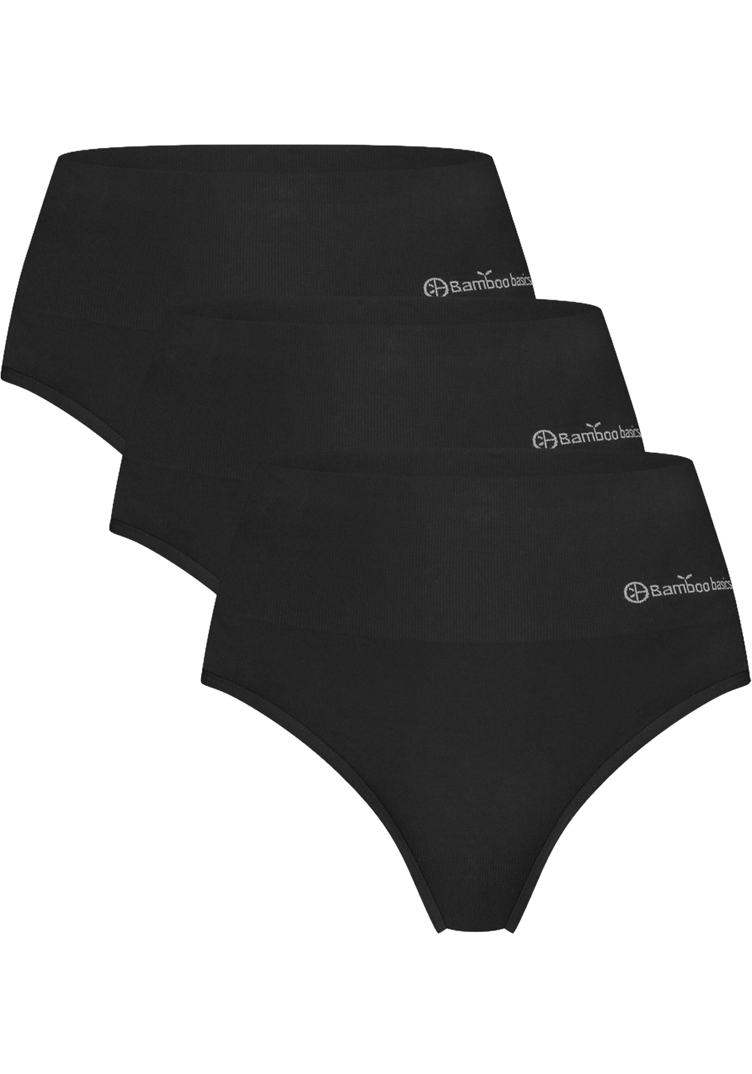 Bamboo Basics Zoey seamless highwaist thong (3-pack), dames string naadloos, zwart