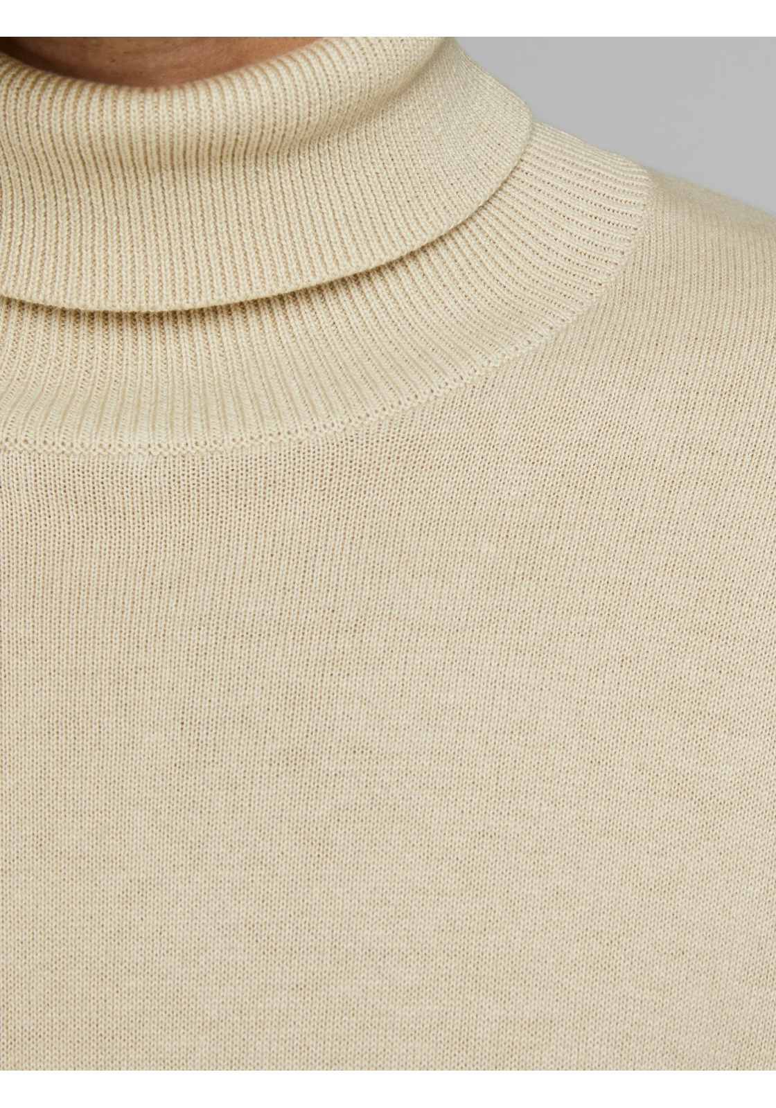 image_7_jj__3227854__detailjpgv0135fef14cb551d1474d28688d33e07b61be JACK & JONES Emil knit roll neck slim fit, heren pullover viscosemengsel met col, beige melange