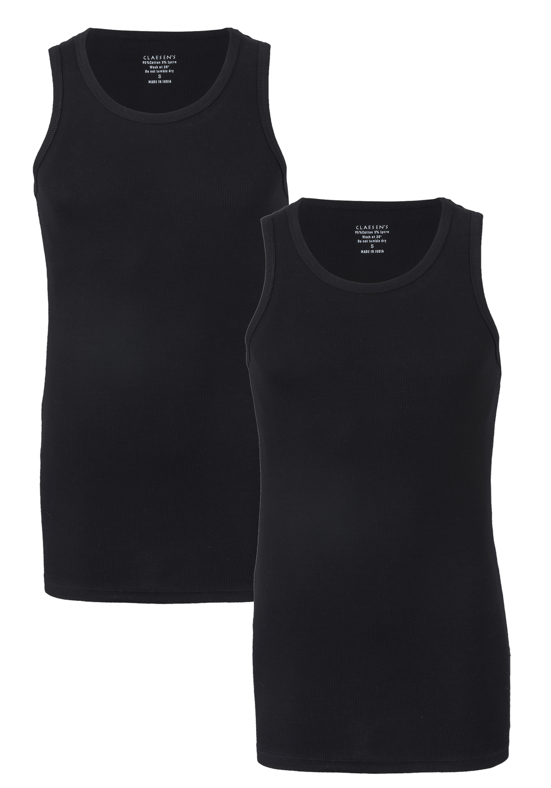 claesens_ondergoedCL1333_black_duo Claesen's Basics singlets (2-pack), heren rib ondershirts, zwart