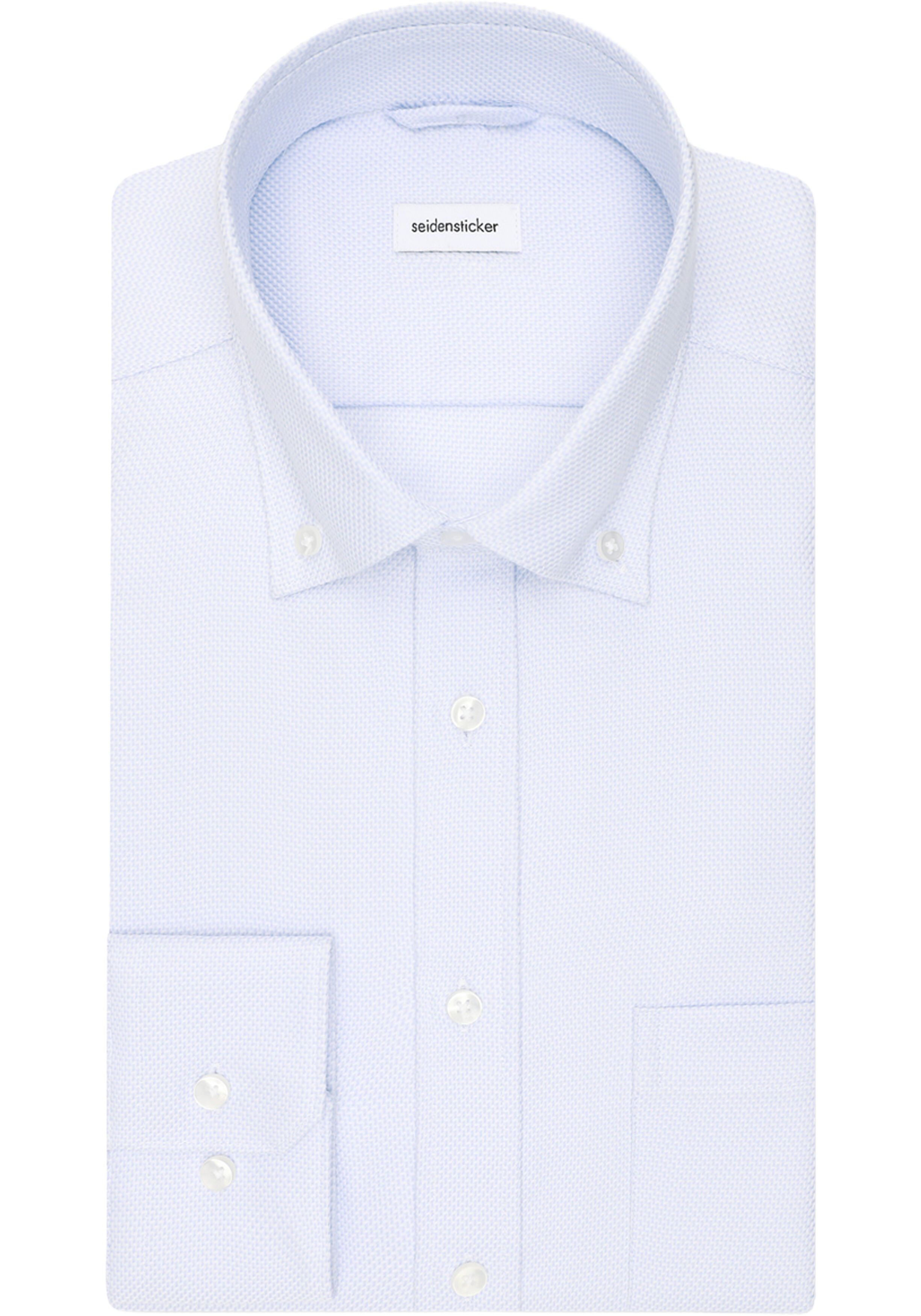 Seidensticker regular fit overhemd, structuur, blauw