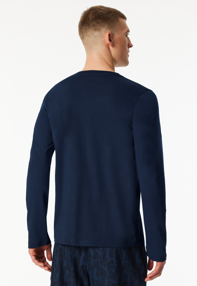SCHIESSER Mix + Relax Shirt 1/1 arm, heren T-shirt lange mouw, donkerblauw