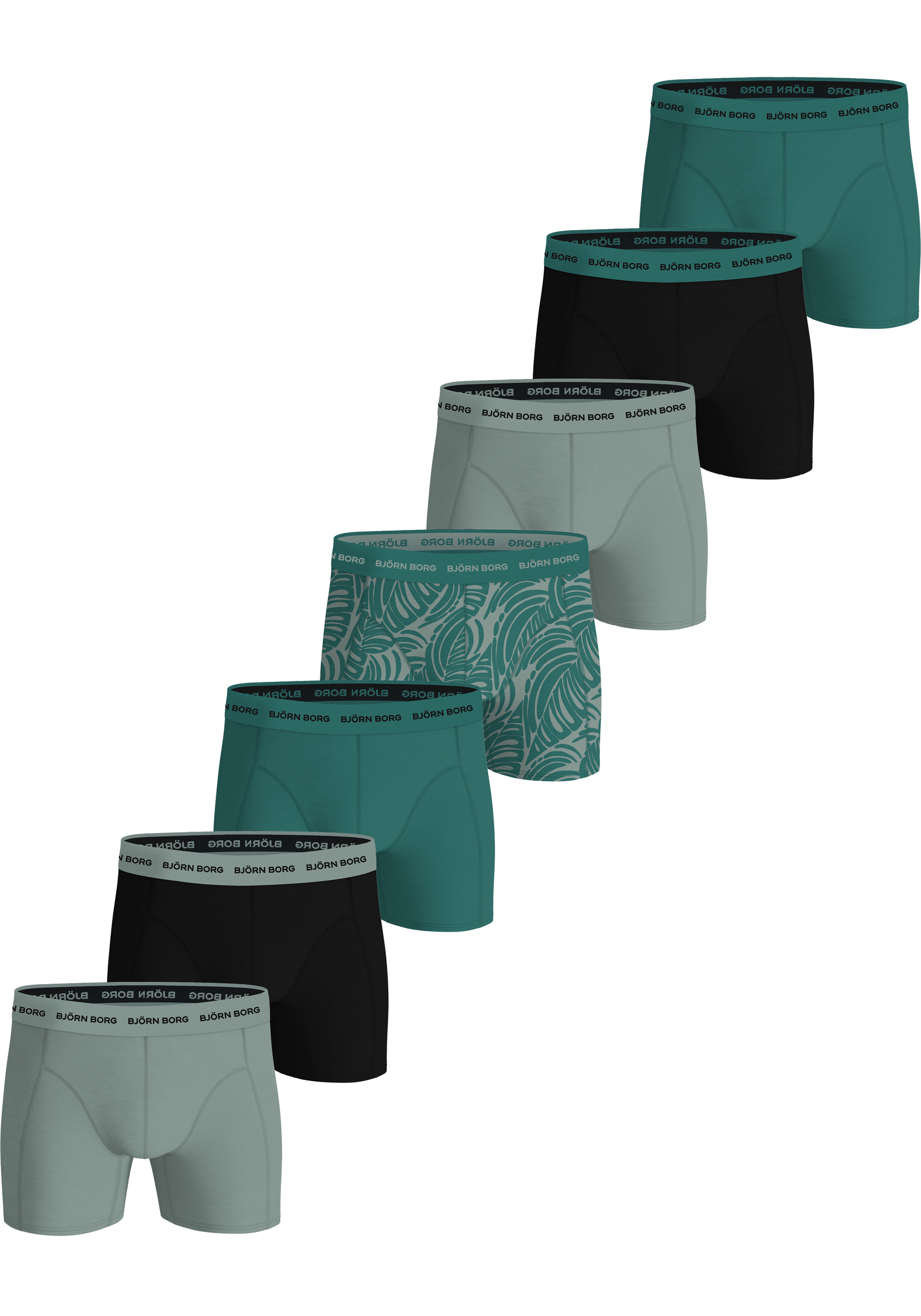 Bjorn Borg Cotton Stretch boxers, heren boxers normale lengte (7-pack), blauw, zwart, grijs, print, blauw, zwart, grijs