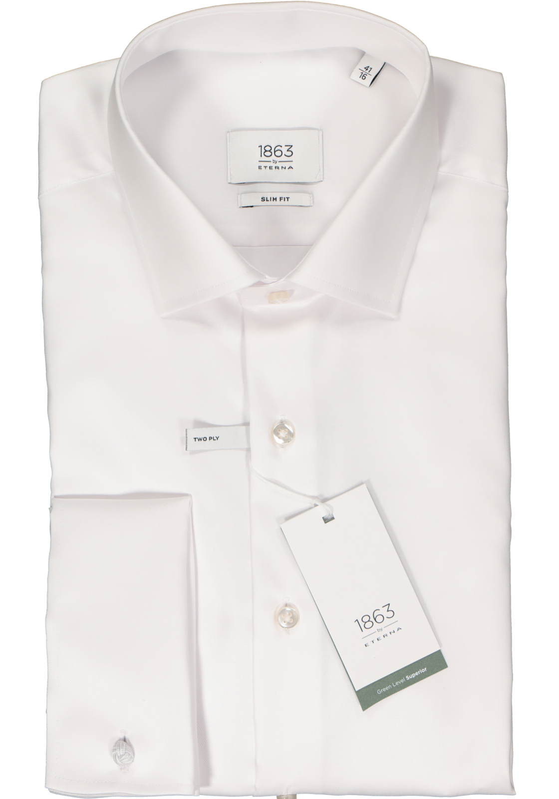 2-4067159004439_eterna-overhemd_HR ETERNA slim fit overhemd, twill met dubbele manchet, wit
