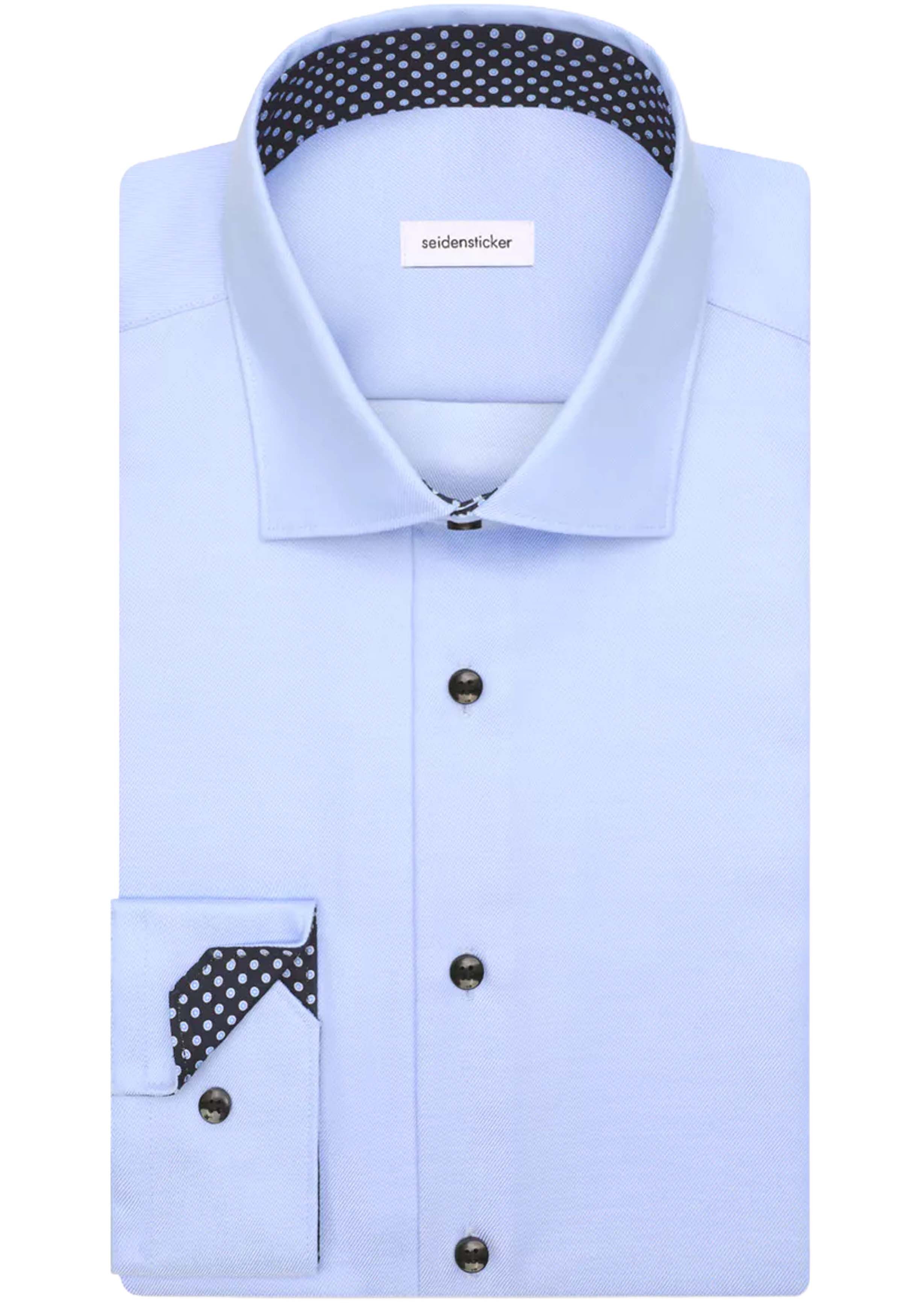 Seidensticker shaped fit overhemd, mouwlengte 7, popeline, blauw