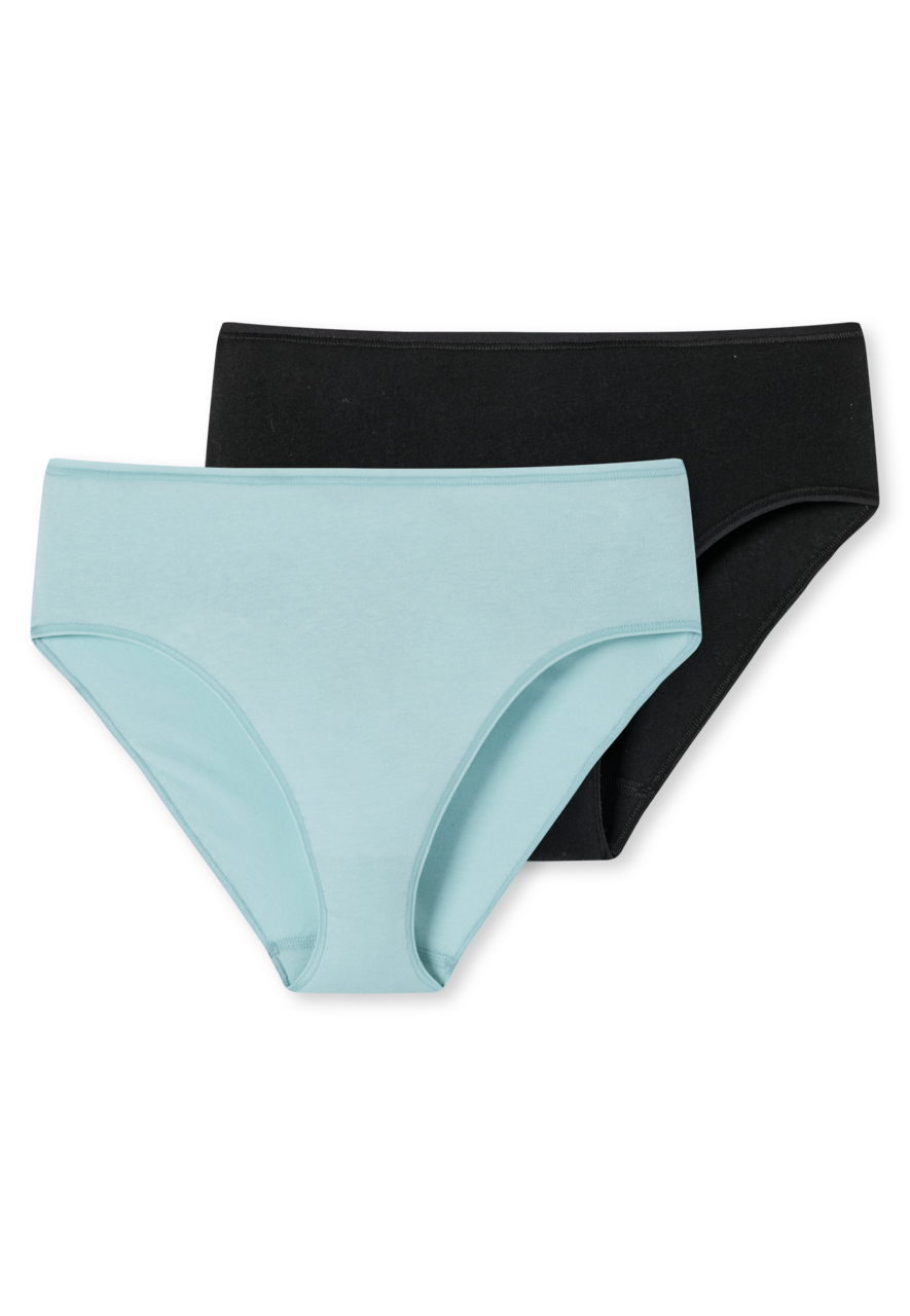 SCHIESSER 95/5 slip (2-pack), dames slipje organisch katoen zwart/lichtblauw