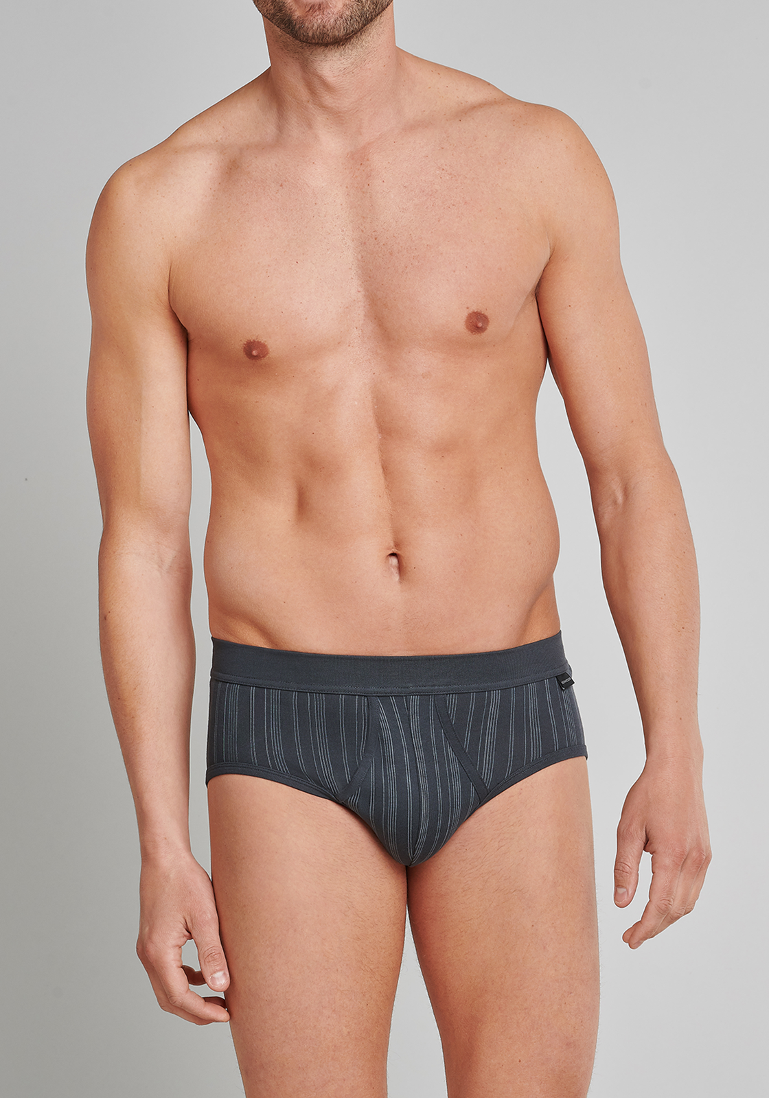 3-4007065656865-schiesser-slip-2p_HR SCHIESSER Original Classics sportslips (2-pack), Feinripp met gulp, antraciet gestreept