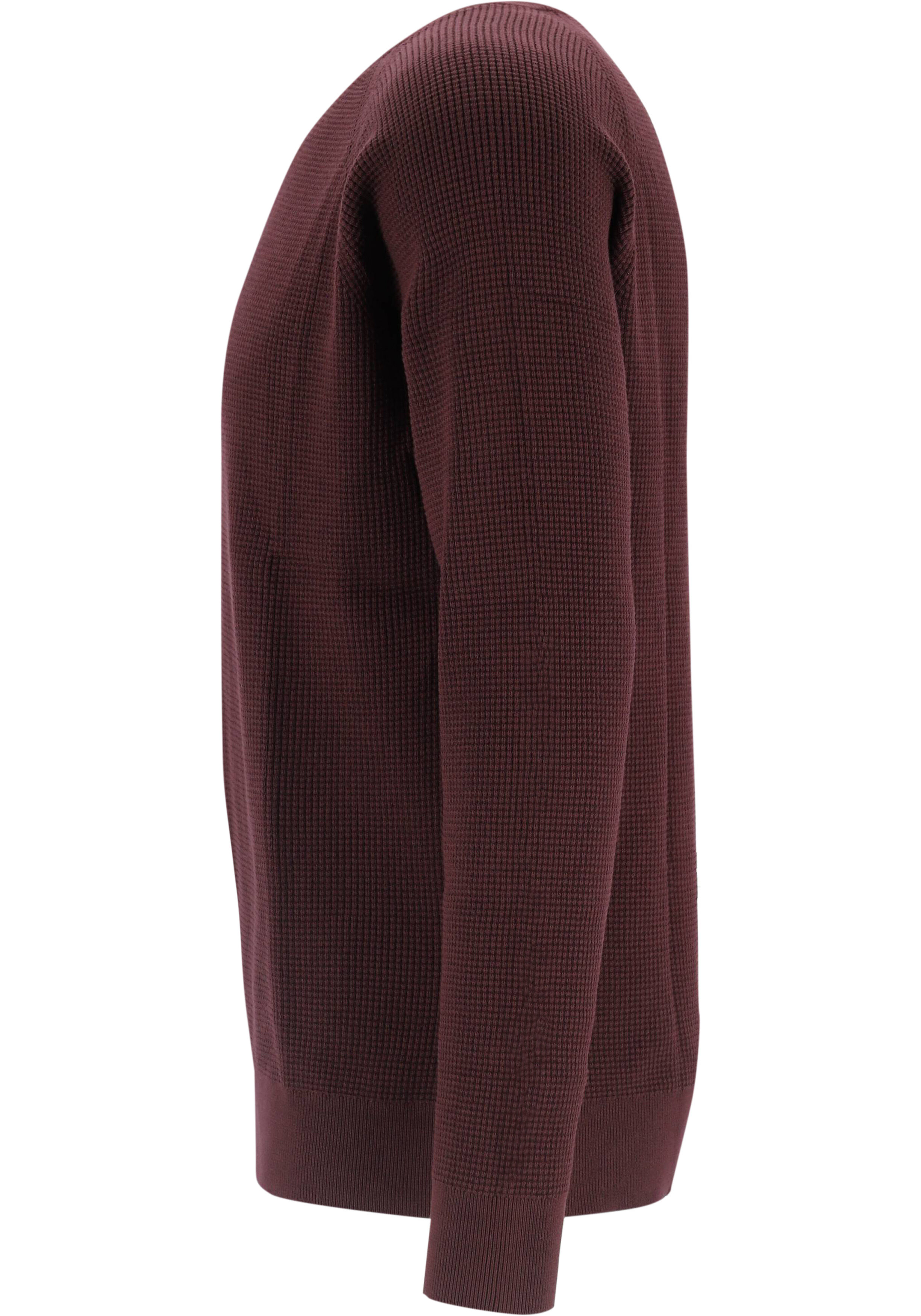 OLYMP Casual modern fit trui structuur, katoenmengsel, O-hals, bordeaux rood