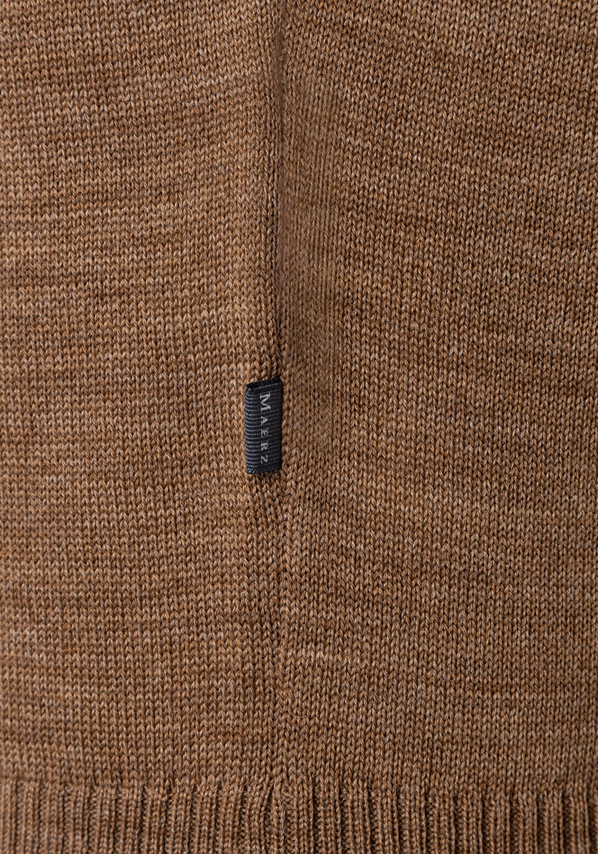MAERZ Classic Fit heren trui met O-hals wol, bruin