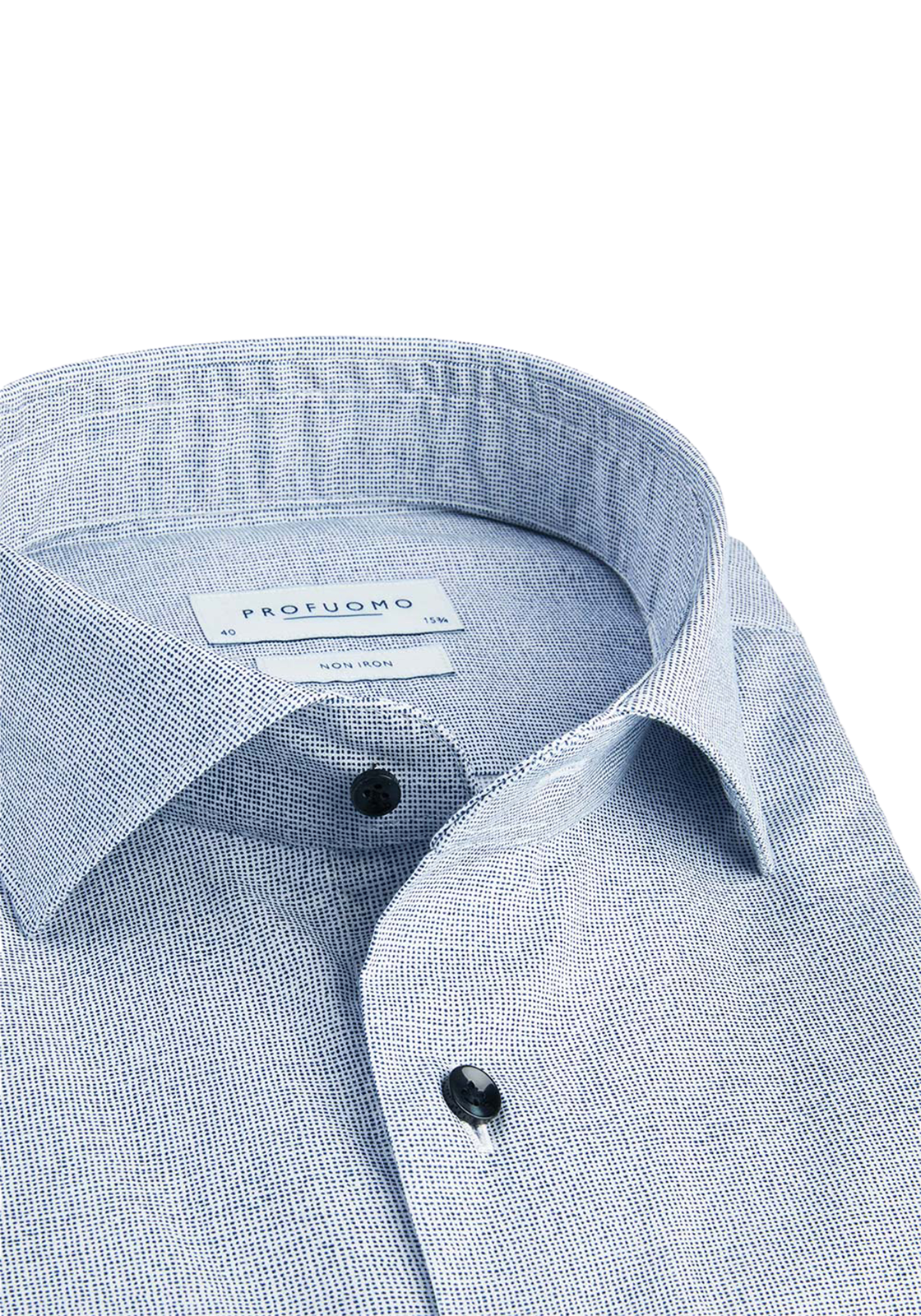 2-8716172140773-profuomo-overhemd-PPUH30006B_HR Profuomo slim fit heren overhemd, popeline, blauw dessin