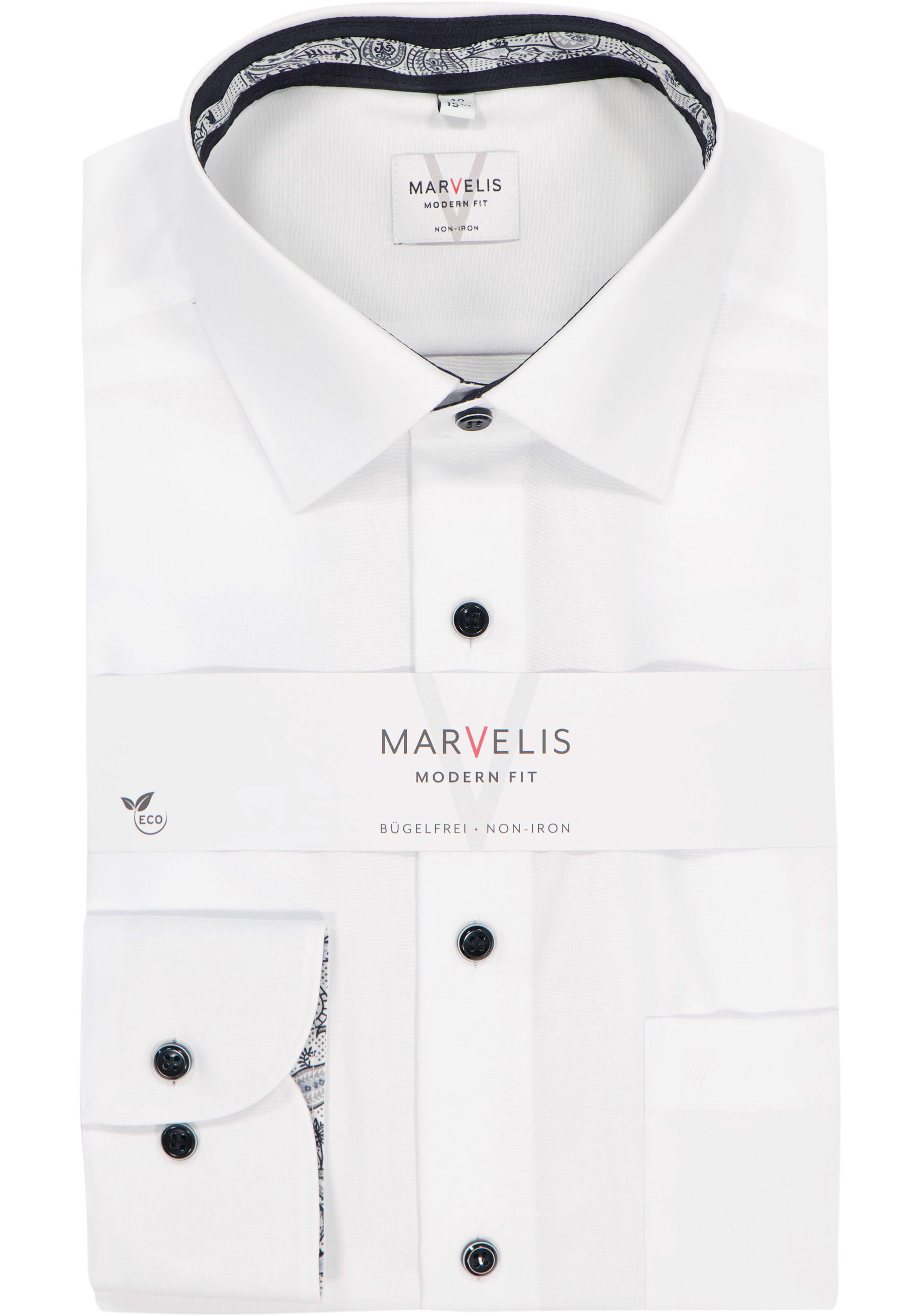 MARVELIS modern fit overhemd, popeline, wit
