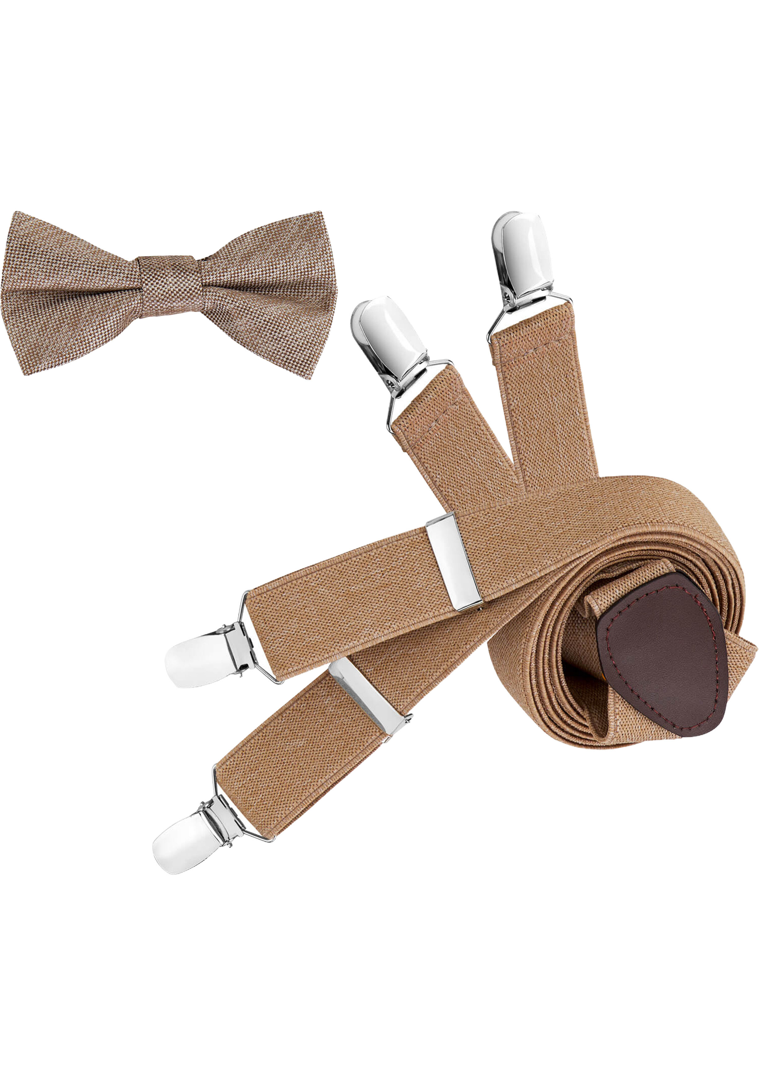 LINDENMANN heren bretels Y-vorm met strikje, beige