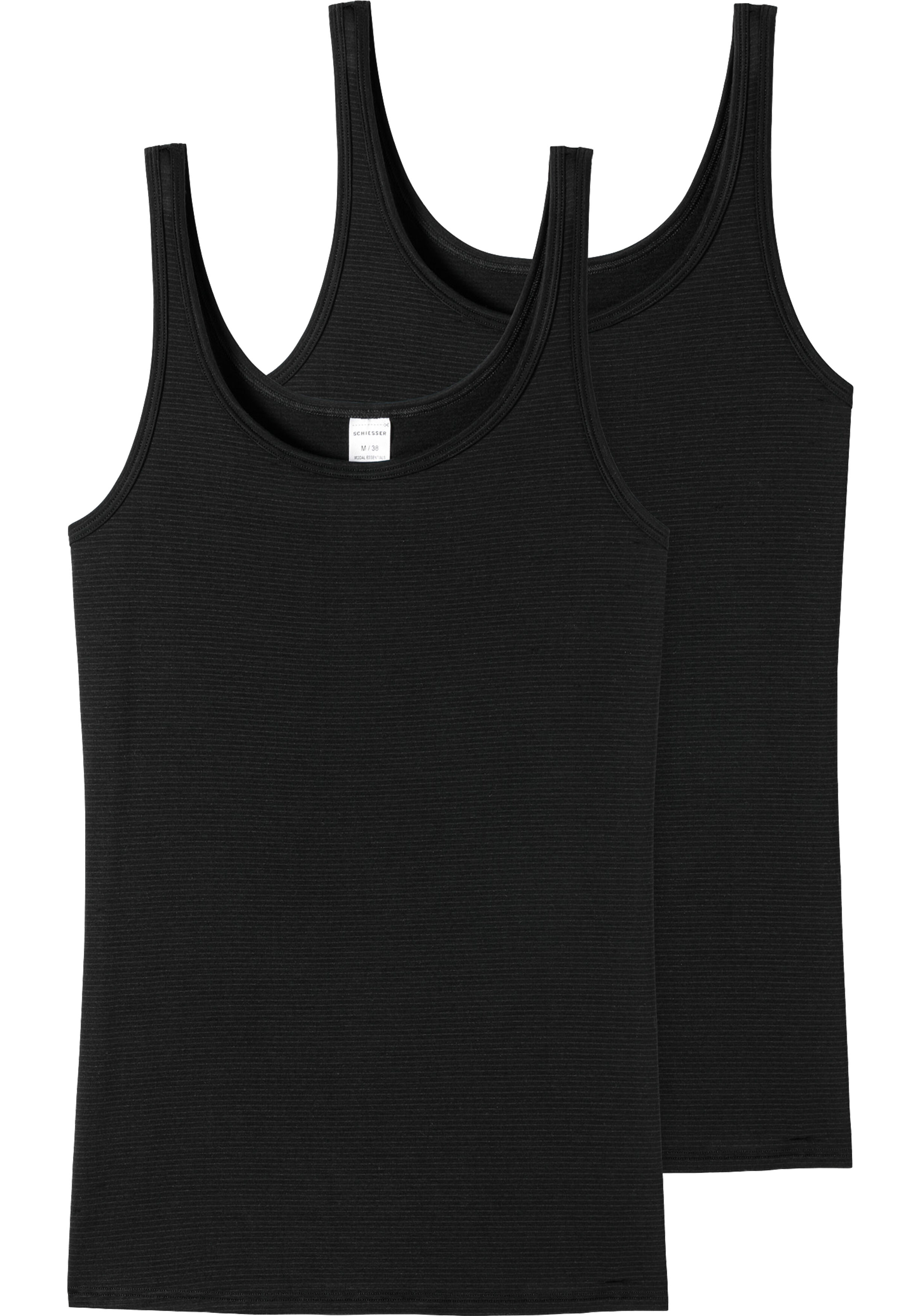 SCHIESSER Modal Essentials singlet (2-pack), dames straptops zwart