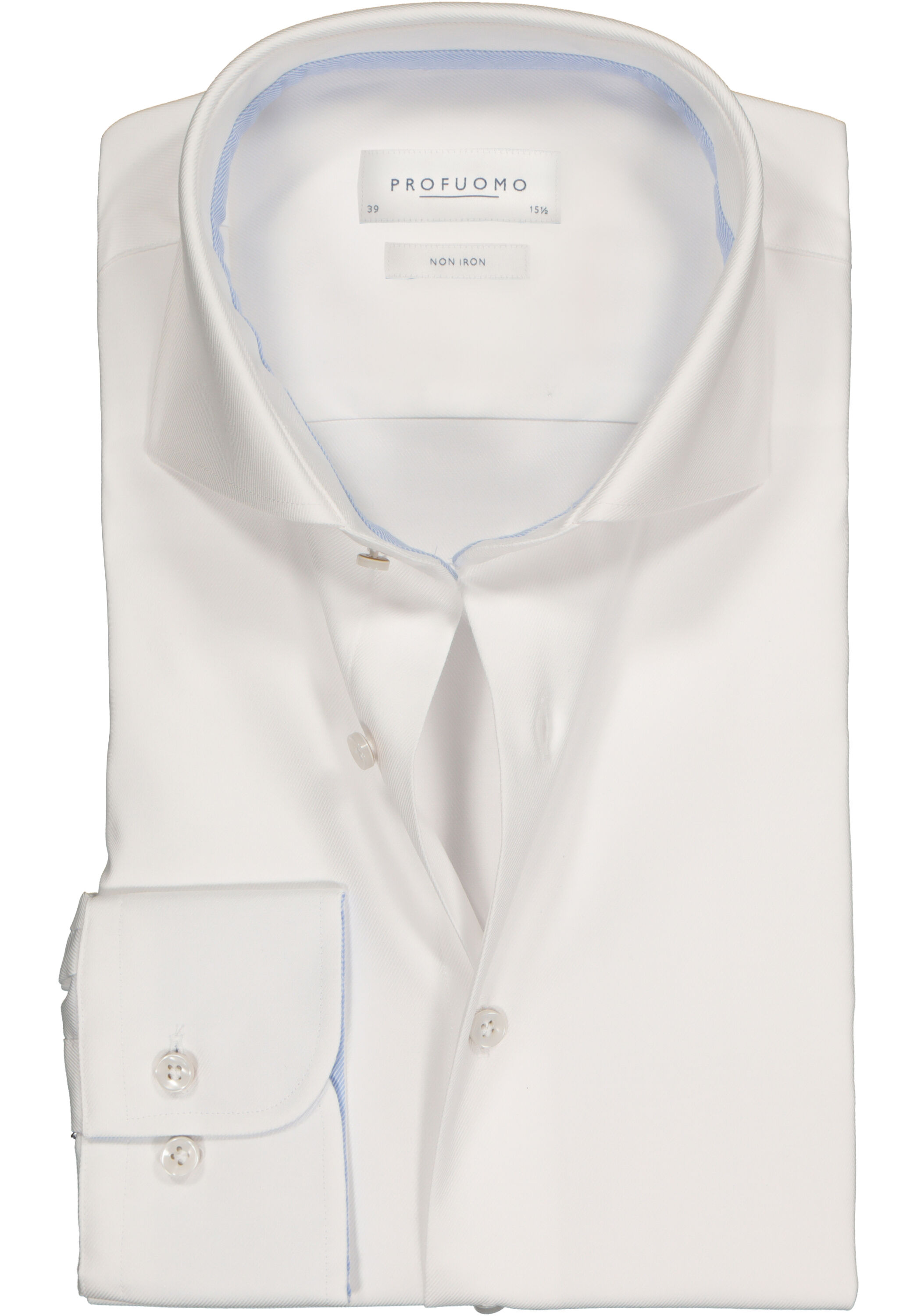 Profuomo slim fit overhemd, 2-ply twill, wit (contrast)