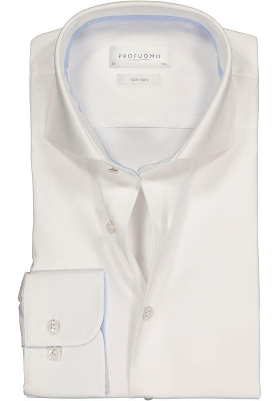 Profuomo slim fit overhemd, 2-ply twill, wit (contrast) Profuomo slim fit overhemd, 2-ply twill, wit (contrast)