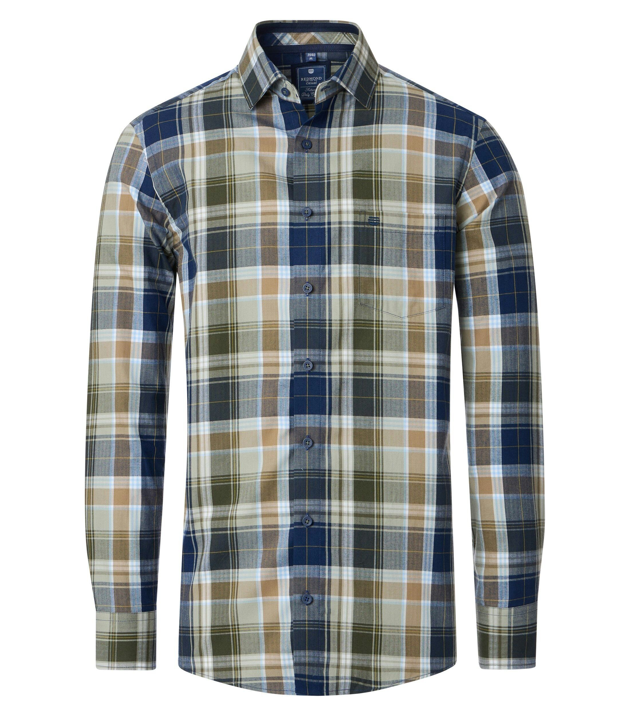 Redmond comfort fit overhemd, twill, groen geruit
