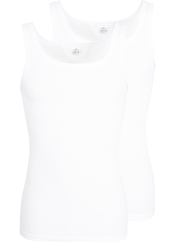 Gotzburg heren singlets regular fit (2-pack), doppelripp heren onderhemden, wit Gotzburg heren singlets regular fit (2-pack), doppelripp heren onderhemden, wit