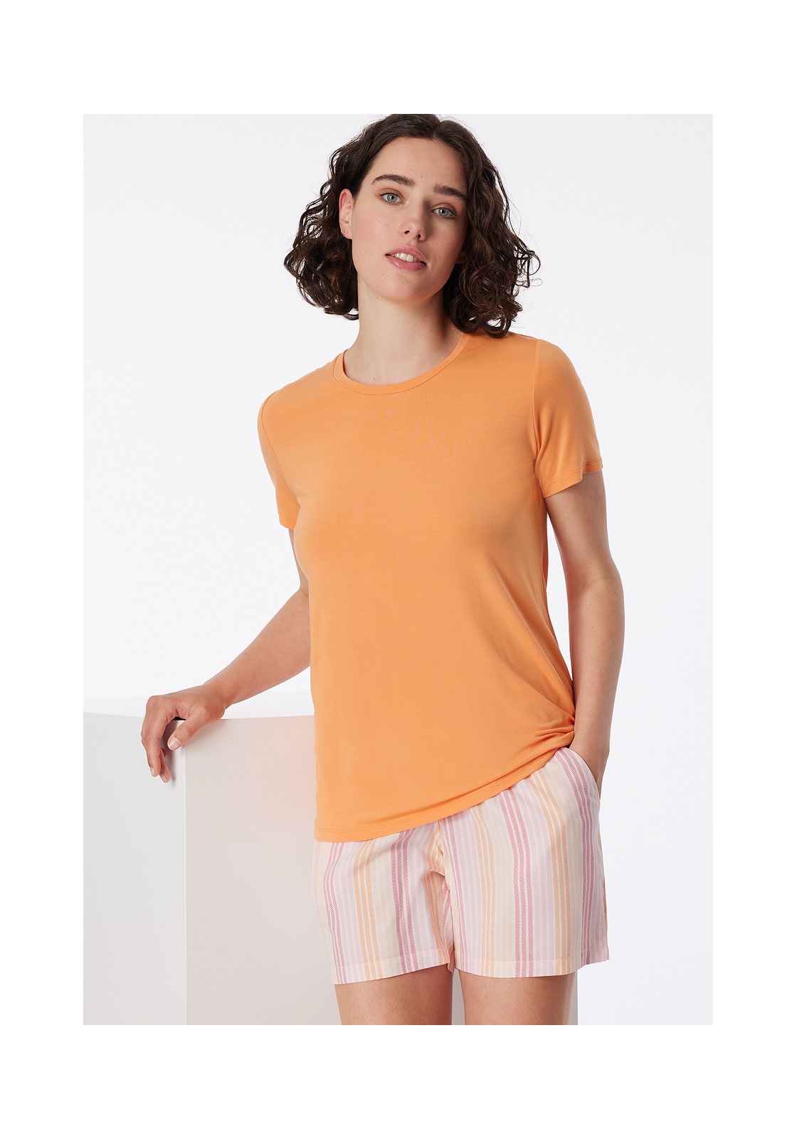 image_8_175475-699_4_1280x1280 SCHIESSER Mix+Relax T-shirt, dames shirt korte mouw modal perzik oranje