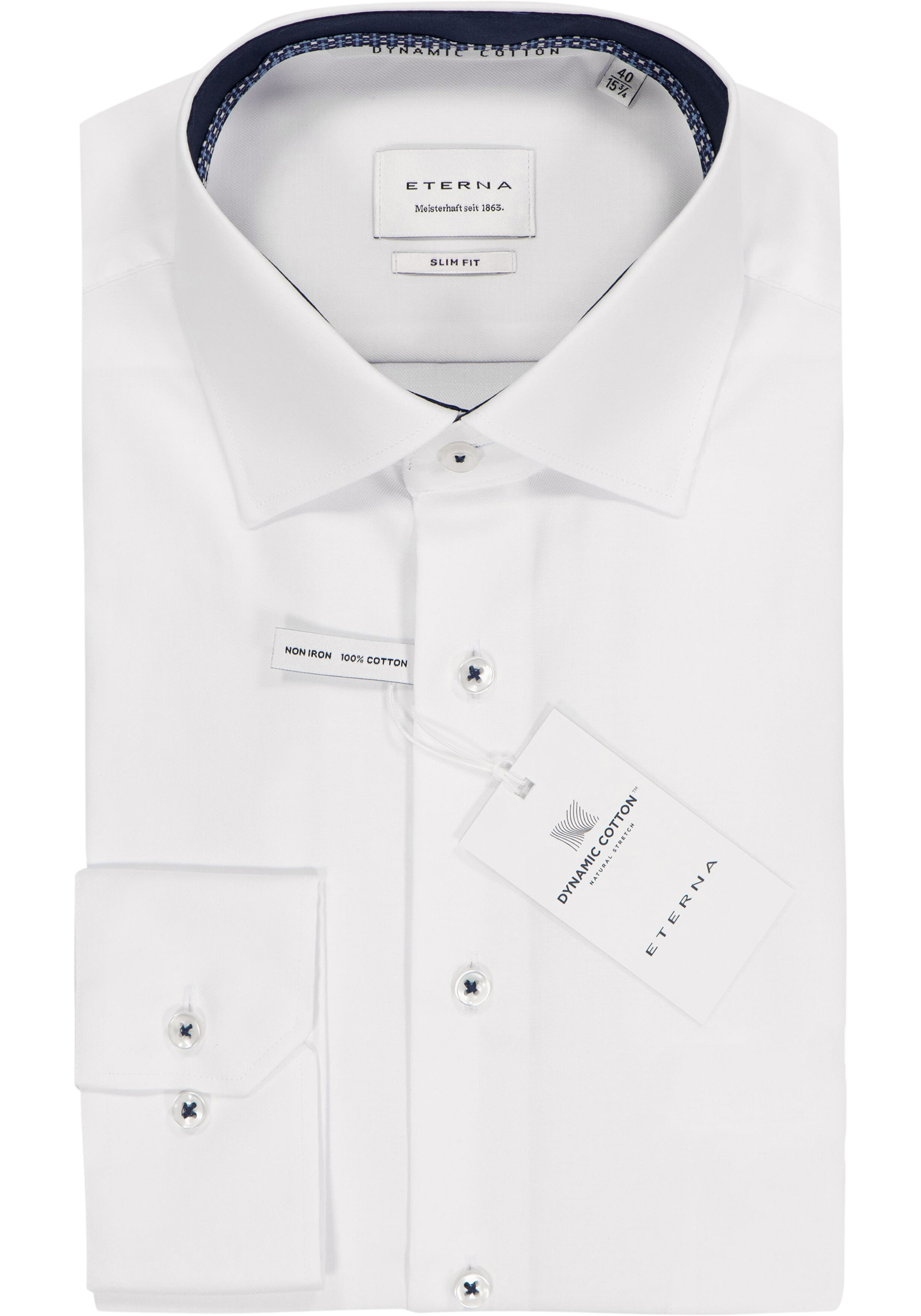 ETERNA slim fit overhemd, twill, wit