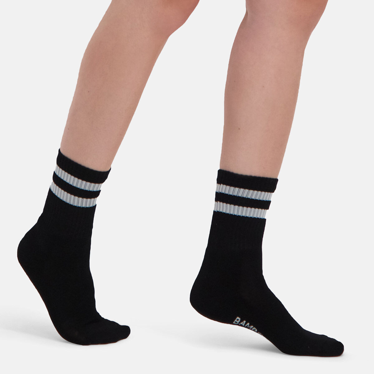 Bamboo Basics Senna outdoor socks (2-pack), unisex sokken met badstof binnenzool, zwart met wit gestreept