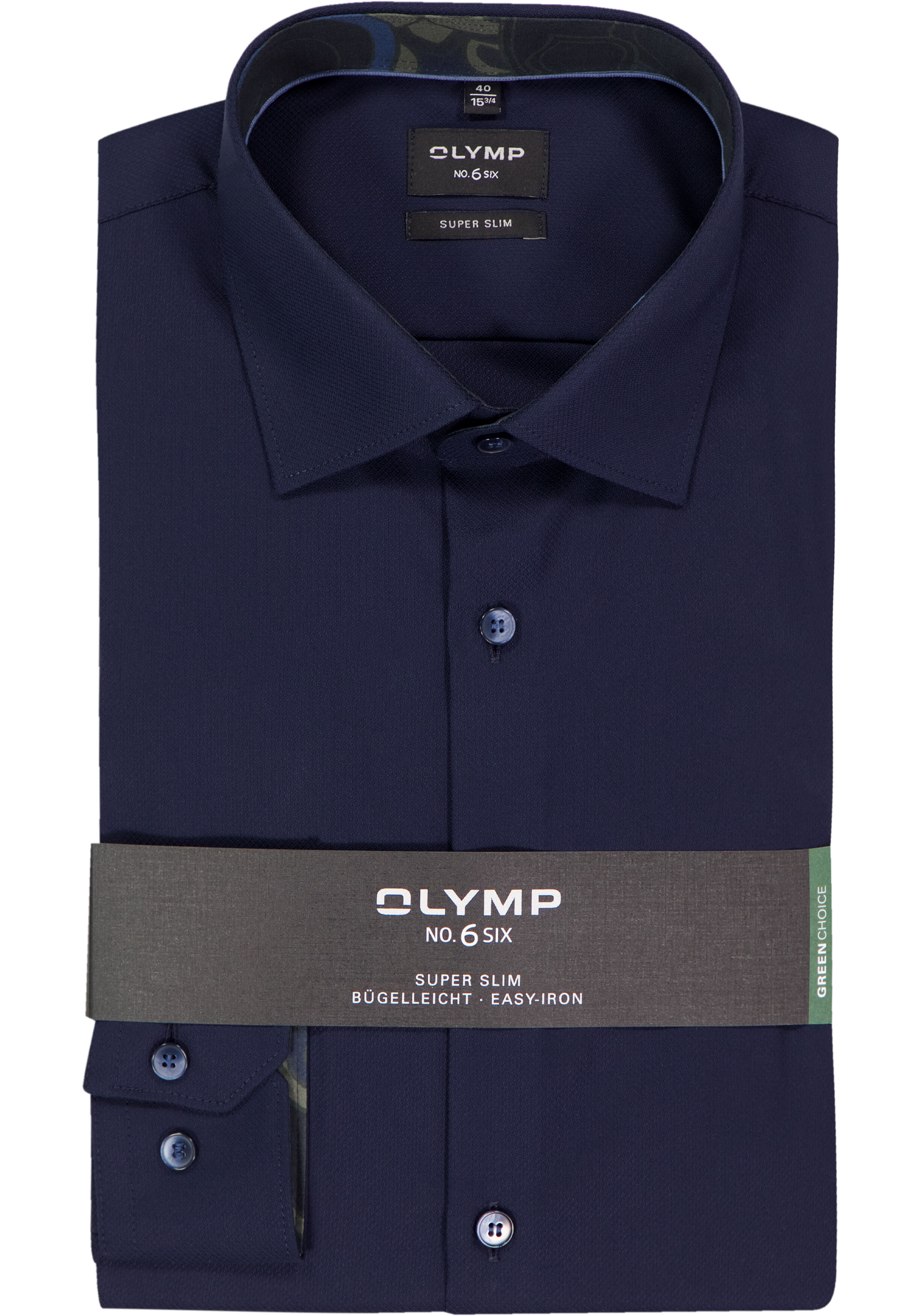 OLYMP No. 6 Six super slim fit overhemd, structuur, nachtblauw