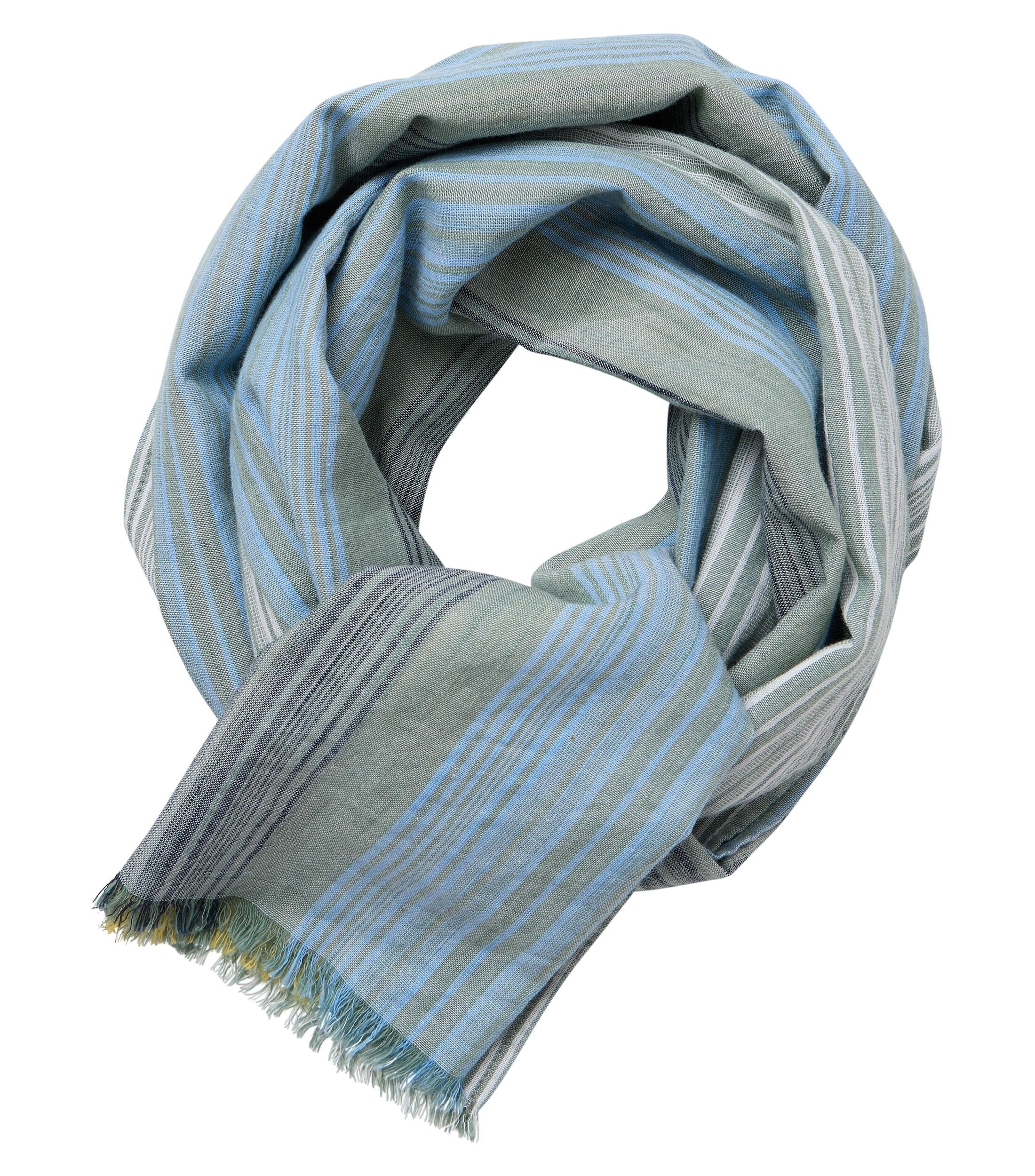 CASA MODA sjaal, groen met blauw en wit dessin