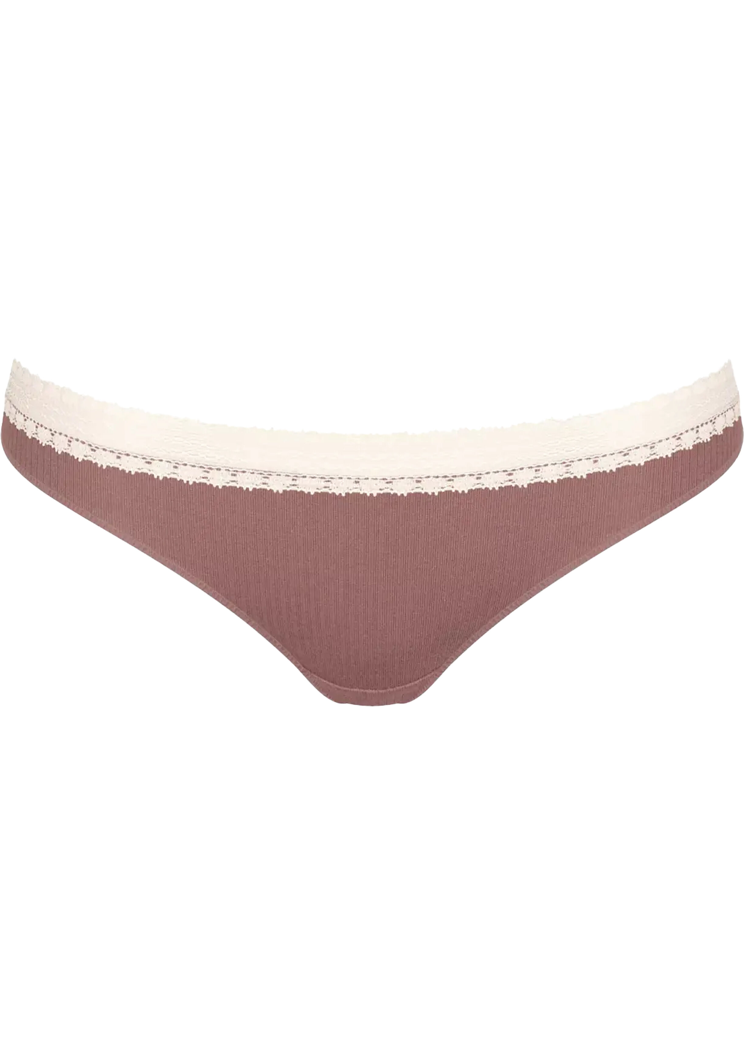 Sloggi Women GO Ribbed R Brazil (2-pack), dames slip, lichtbruin en ecru