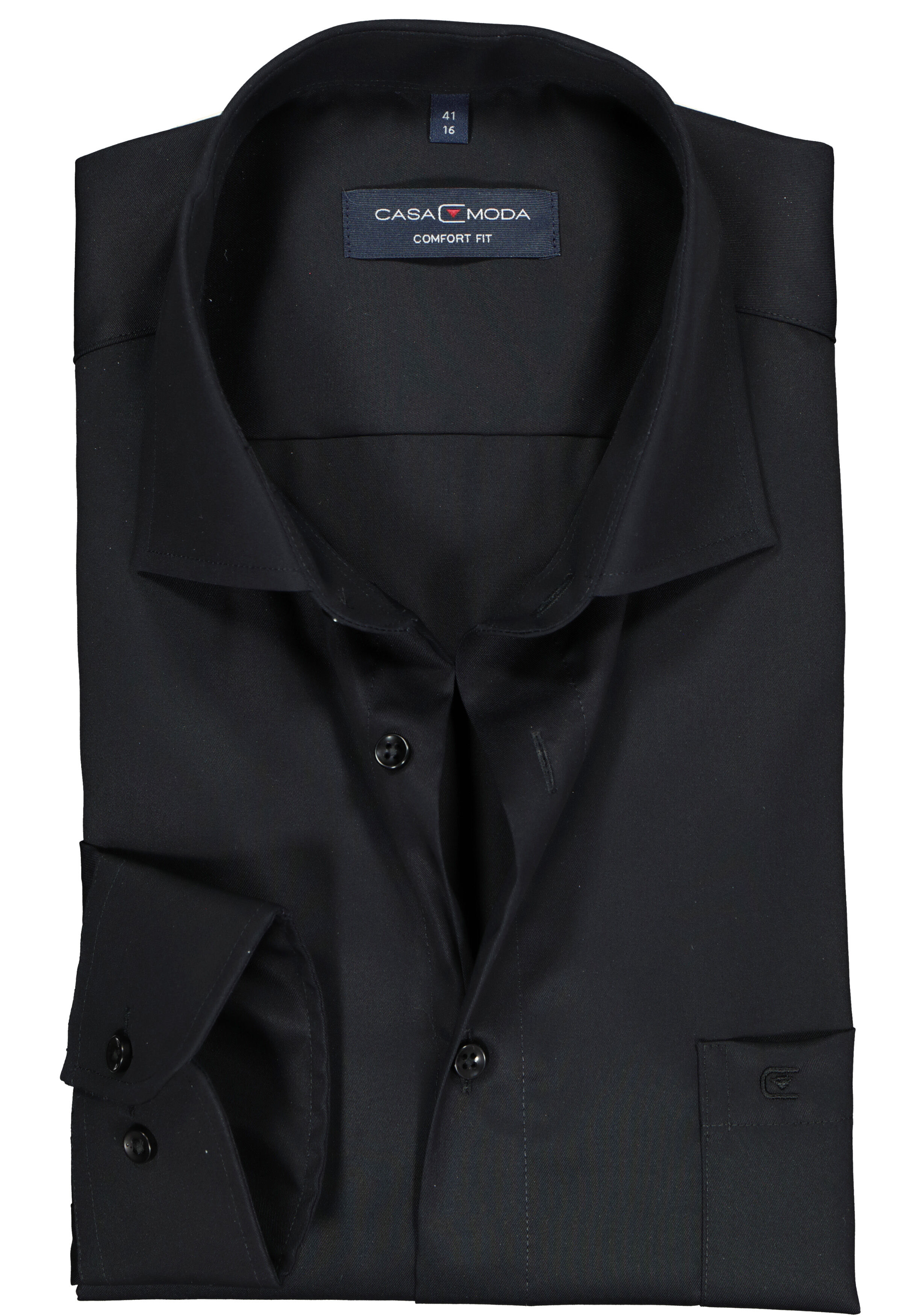 CASA MODA comfort fit overhemd, mouwlengte 7, twill, zwart