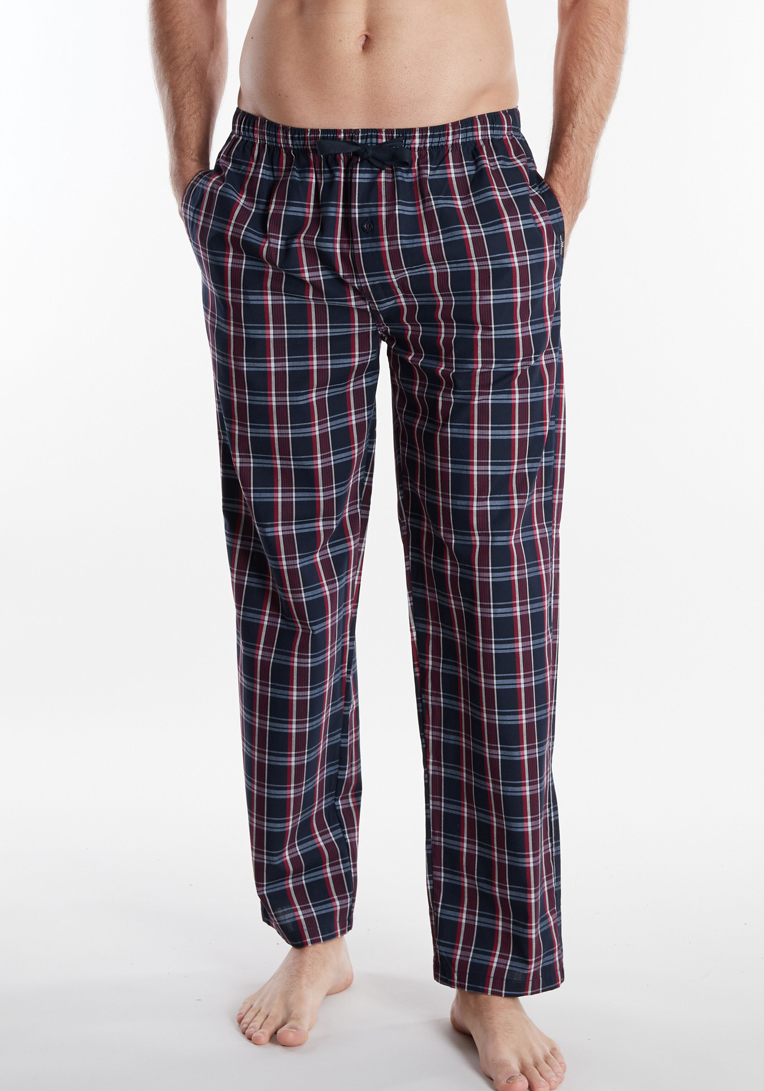 Gotzburg heren pyjama- of loungebroek, donkerblauw geruit