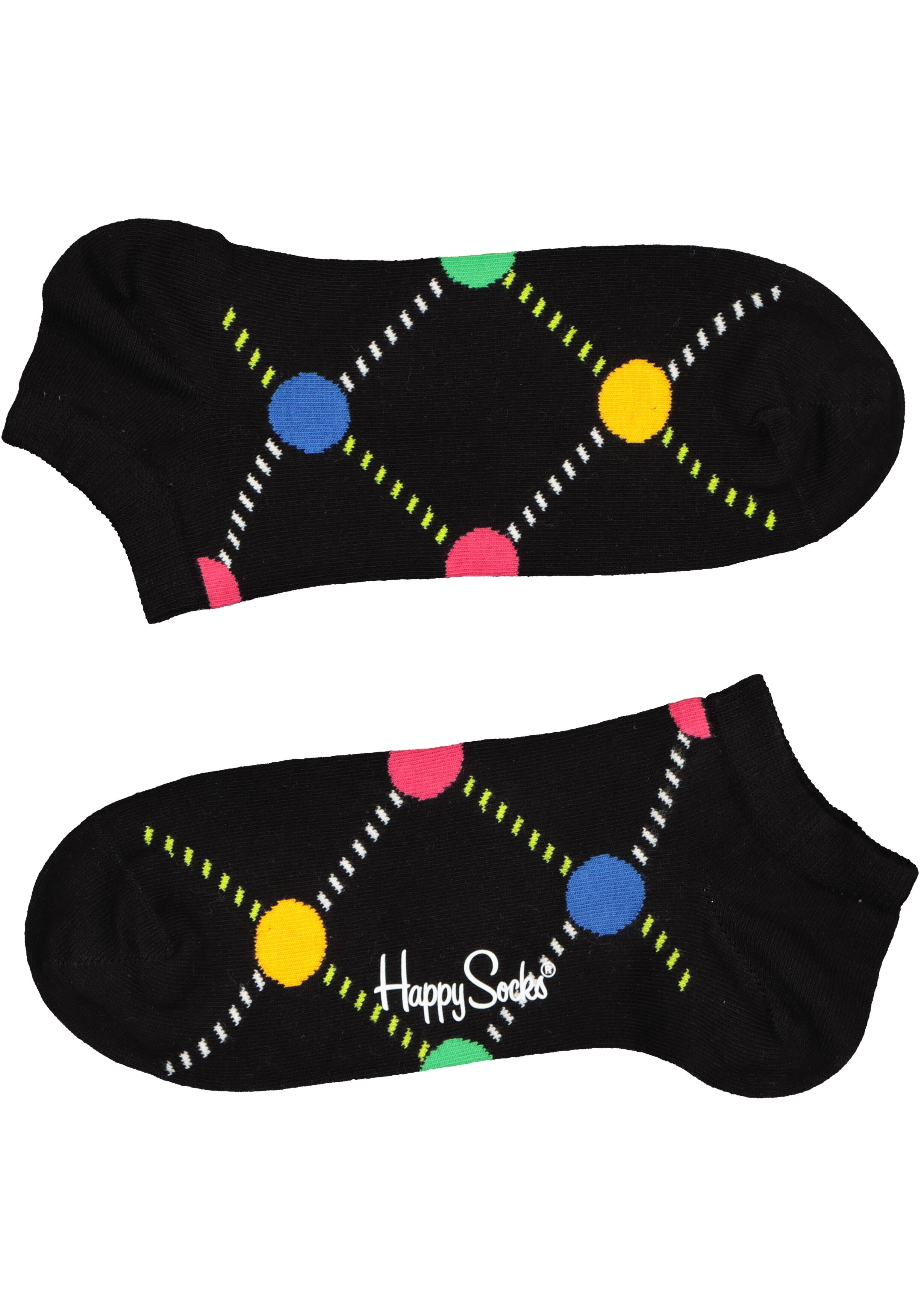 Happy Socks Mini Dot Low Sock (2-pack), zwart met kleur