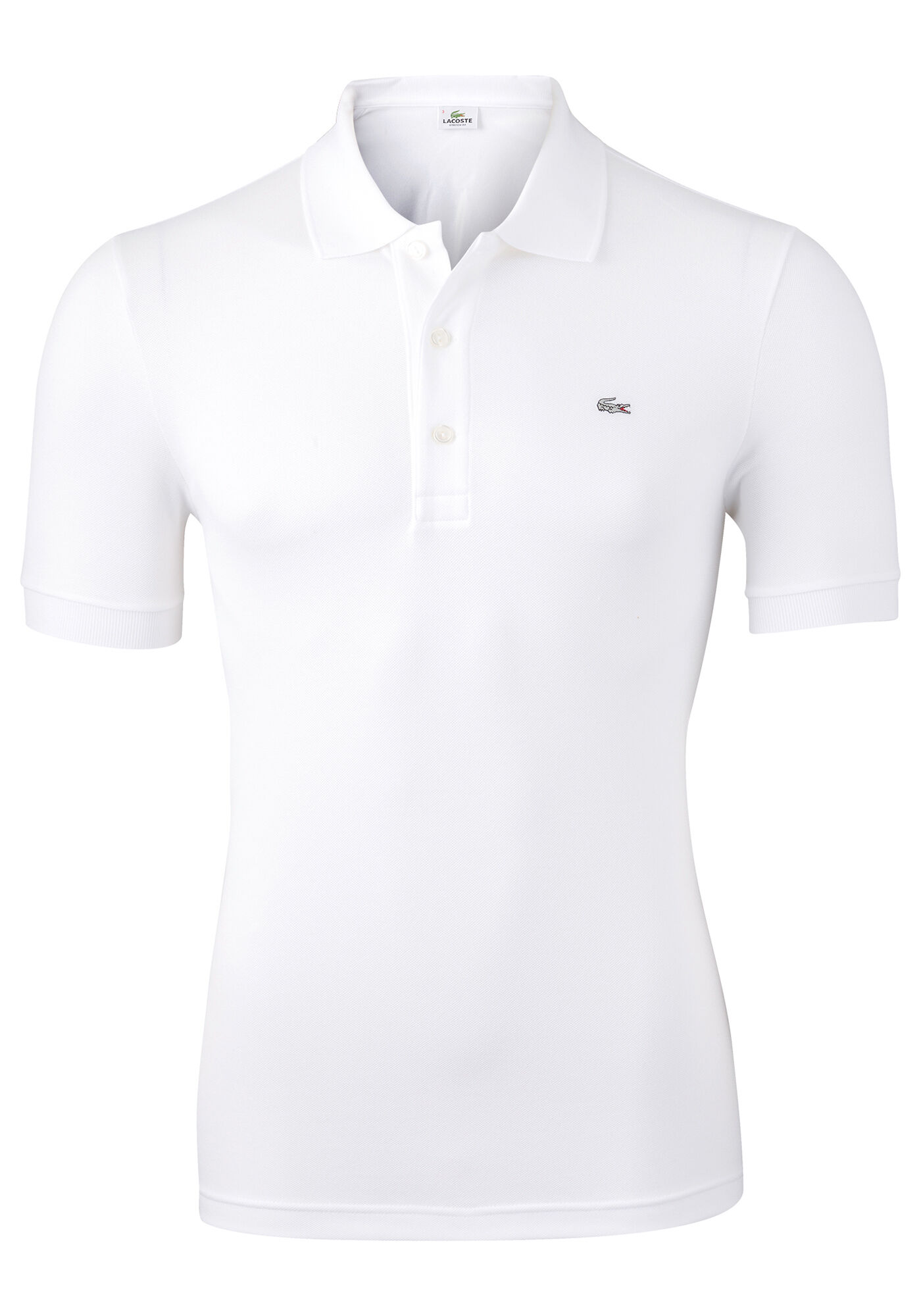 Lacoste stretch slim fit polo, heren polo extra getailleerd, wit