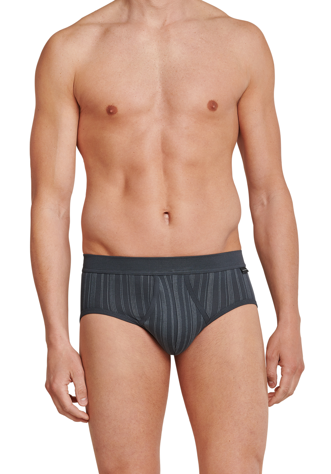 4-4007065656865-schiesser-slip-2p_HR SCHIESSER Original Classics sportslips (2-pack), Feinripp met gulp, antraciet gestreept