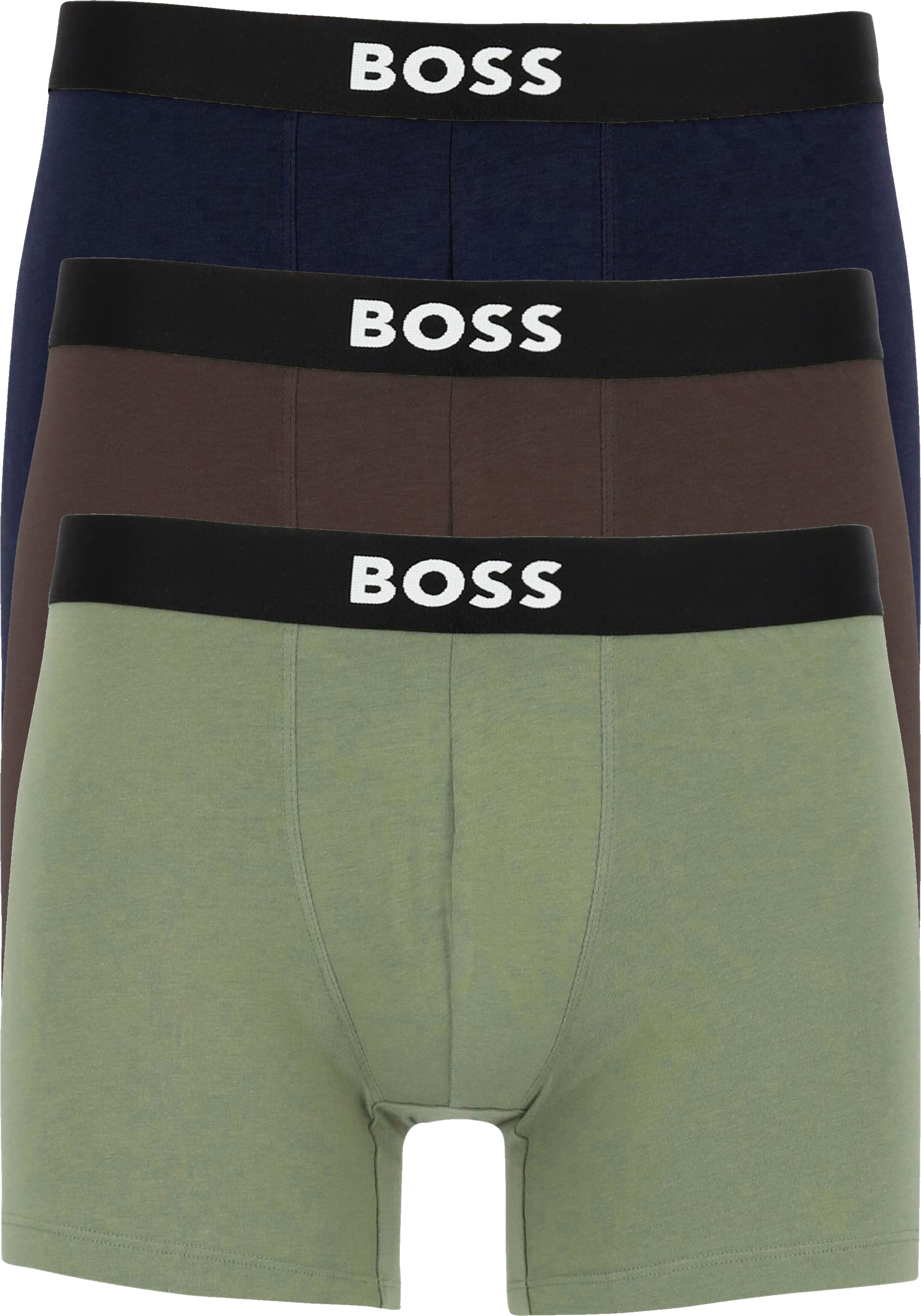 HUGO BOSS ONE boxer briefs (3-pack), heren boxers normale lengte, bruin, groen en zwart