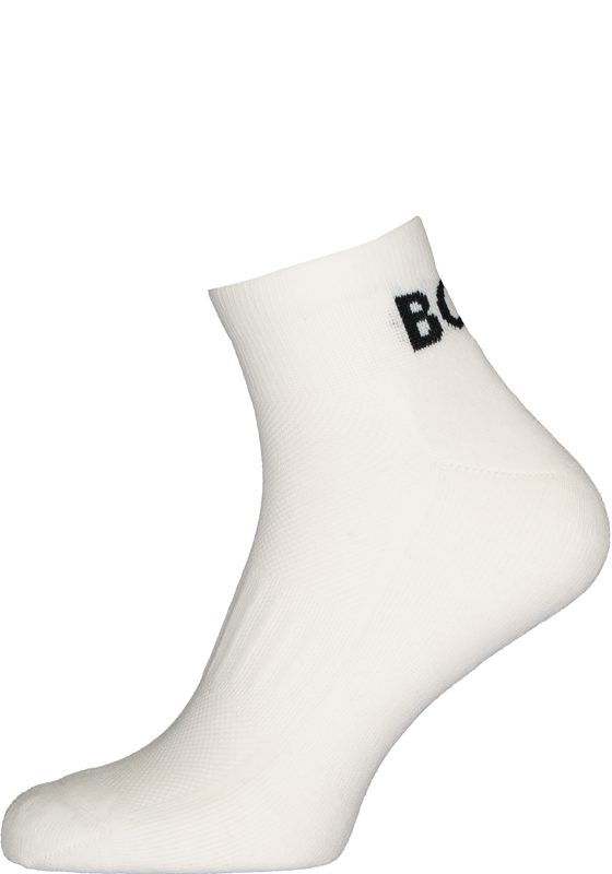 BOSS logo sportsokken (2-pack), heren enkelsokken, wit BOSS logo sportsokken (2-pack), heren enkelsokken, wit