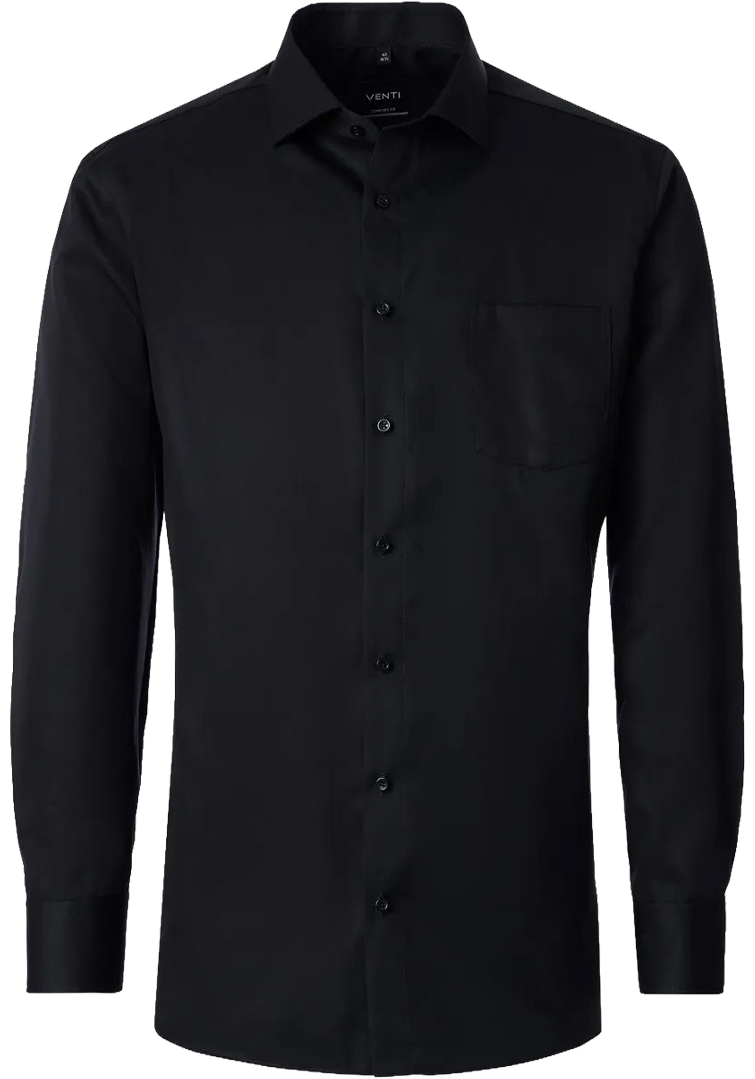 VENTI modern fit overhemd, twill, zwart