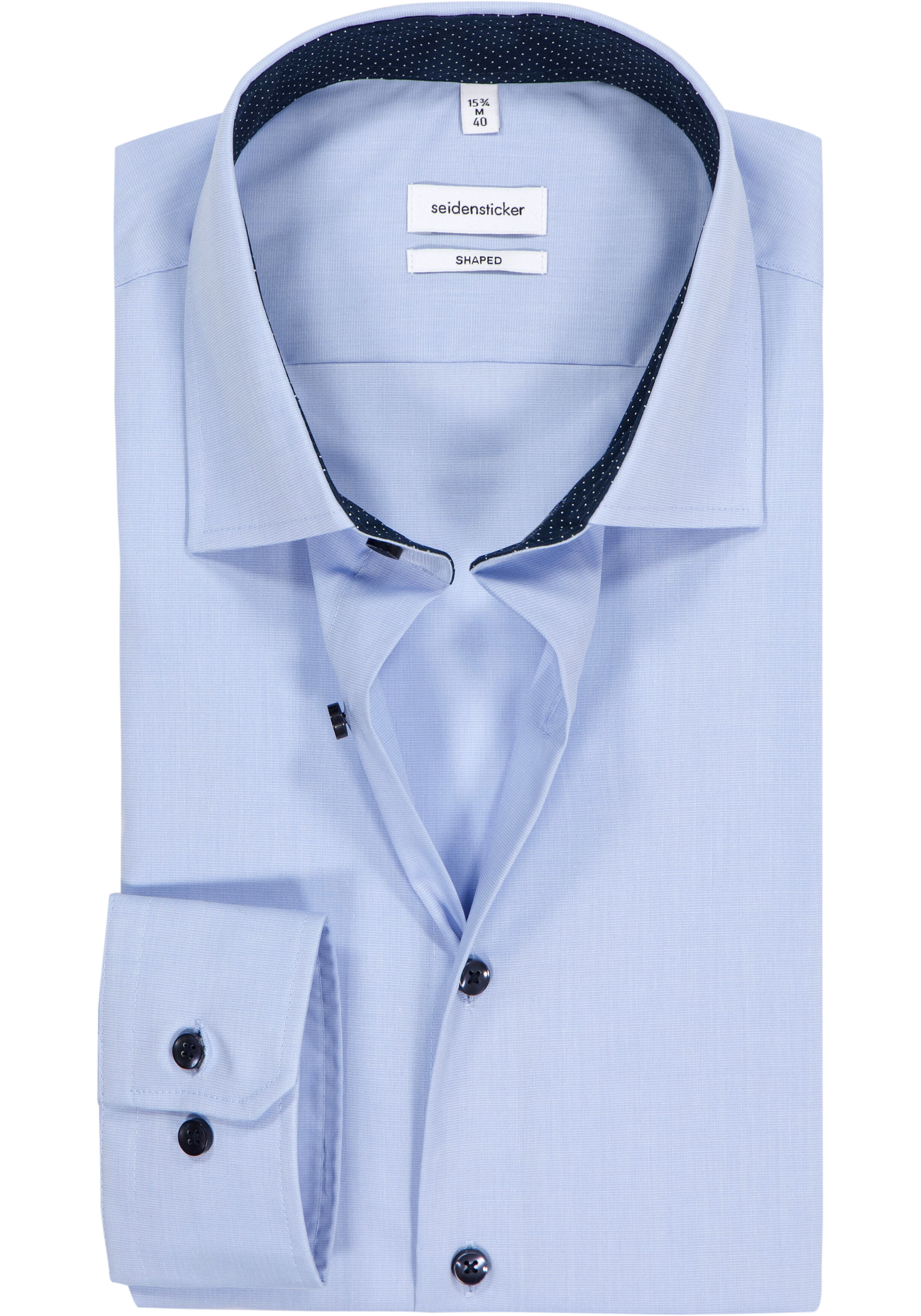 Seidensticker shaped fit overhemd, popeline, blauw