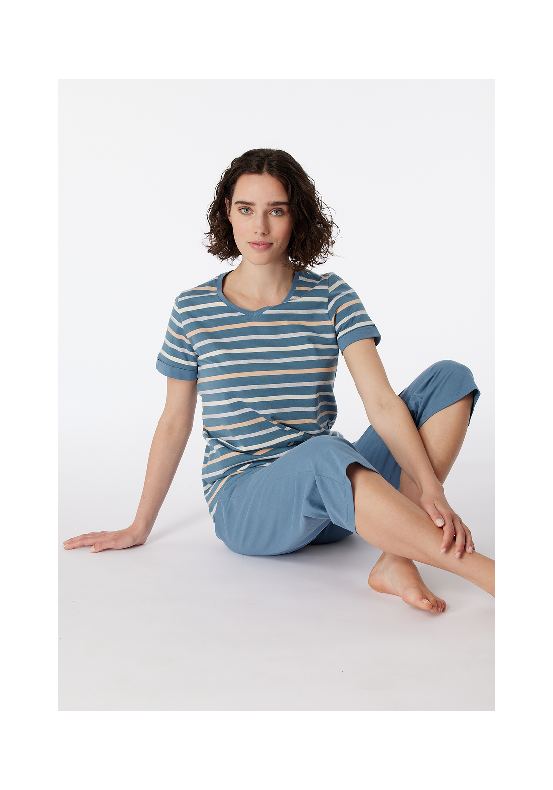 image_8_181254-808_5_1280x1280 SCHIESSER Casual Essentials pyjamaset, dames pyjama 3/4 lengte blauwgrijs