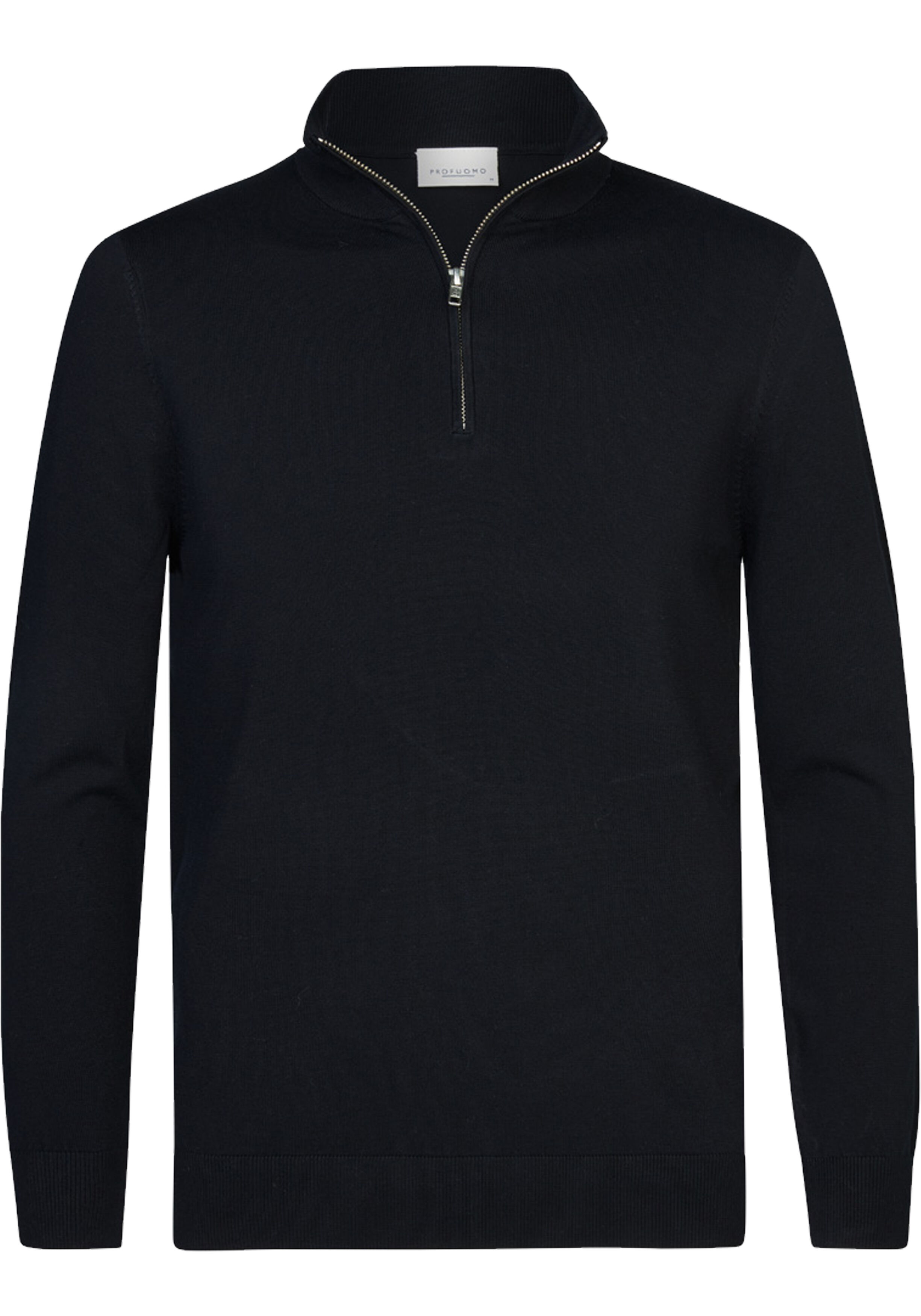 Profuomo heren trui lyocellmengsel, slim fit trui met korte rits, donkerblauw